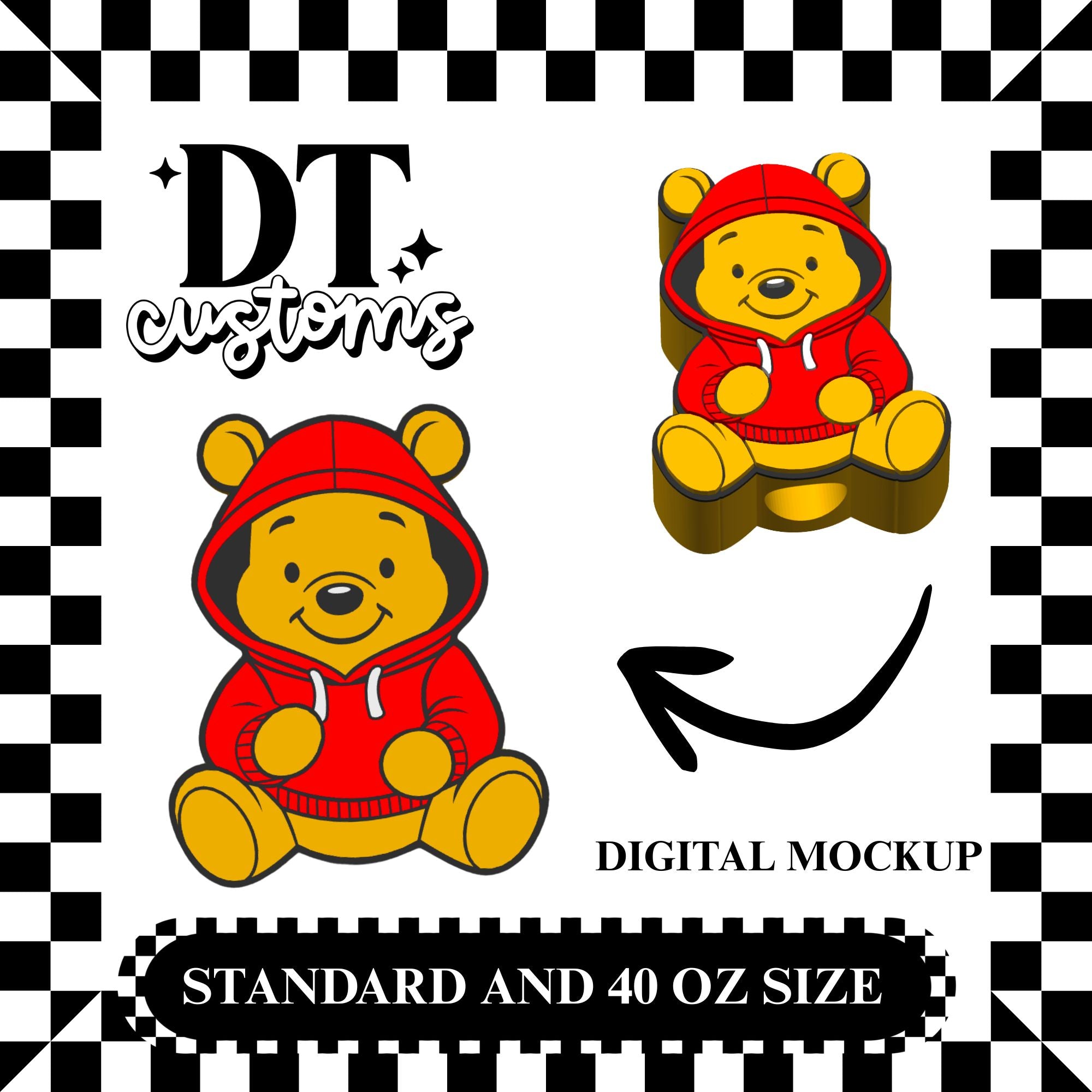 Wholesale Hoodie P Bear 3D Straw Topper