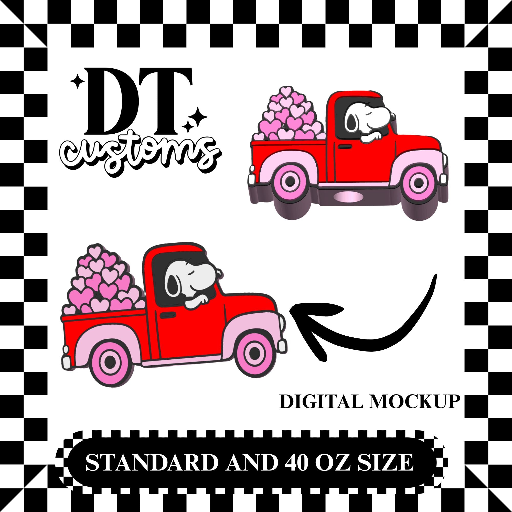 Wholesale Red Snoop Heart Truck 3D Straw Topper