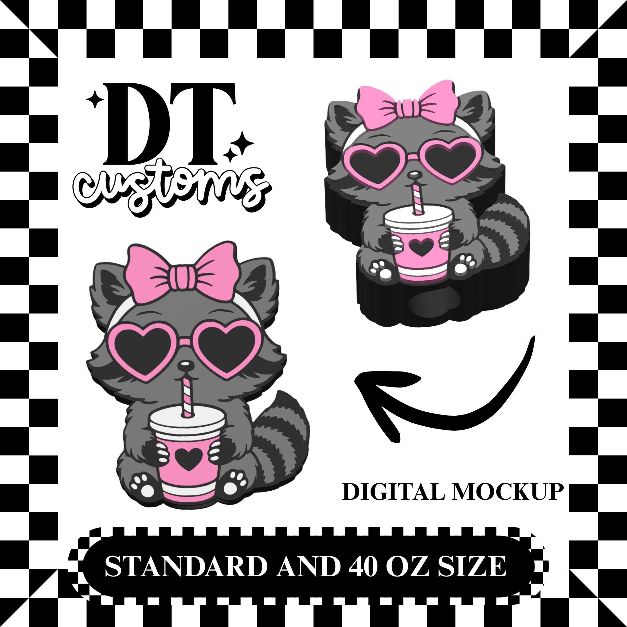 Wholesale Cute Coffee Raccoon 3D Straw Topper