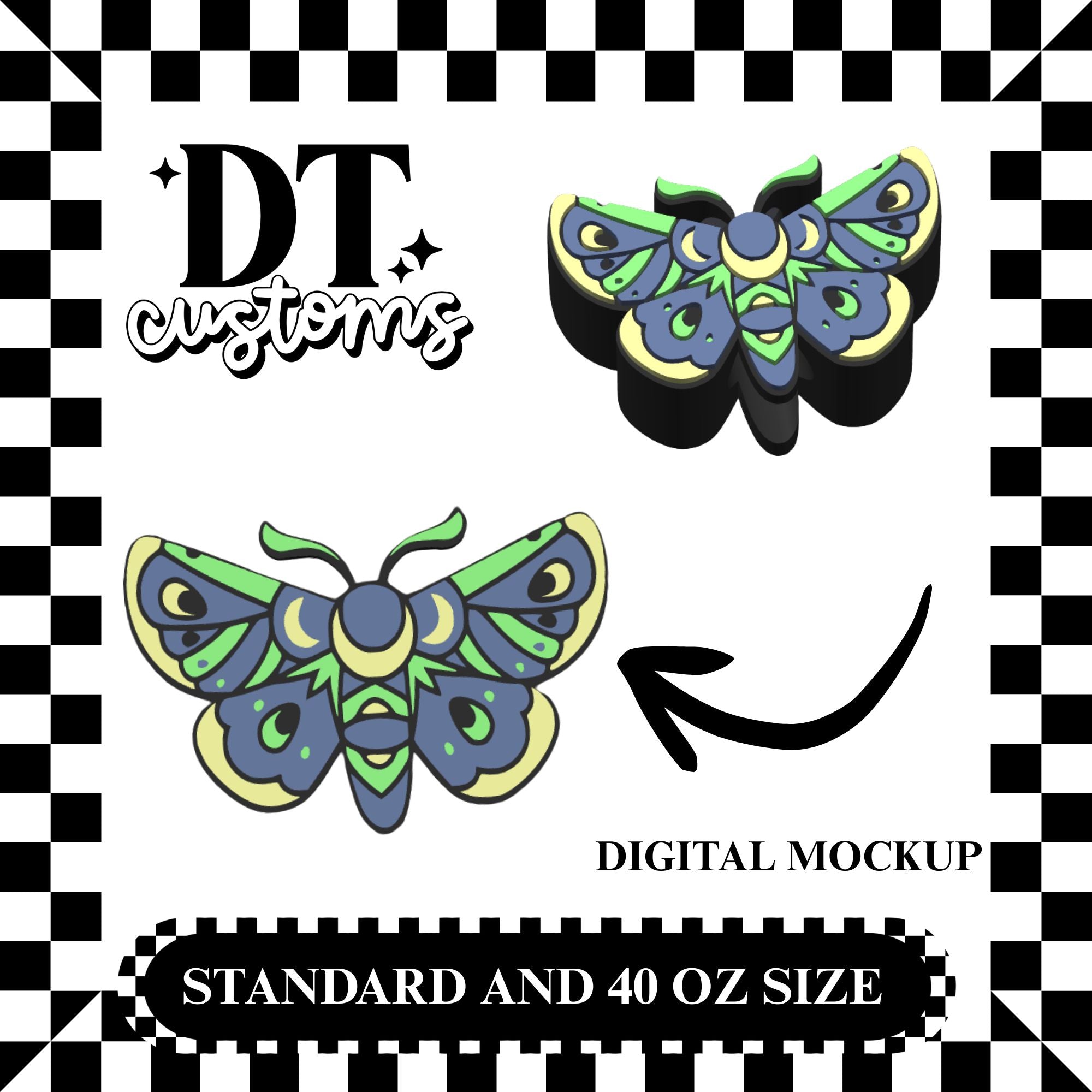 Wholesale Pretty Moth 3D Straw Topper
