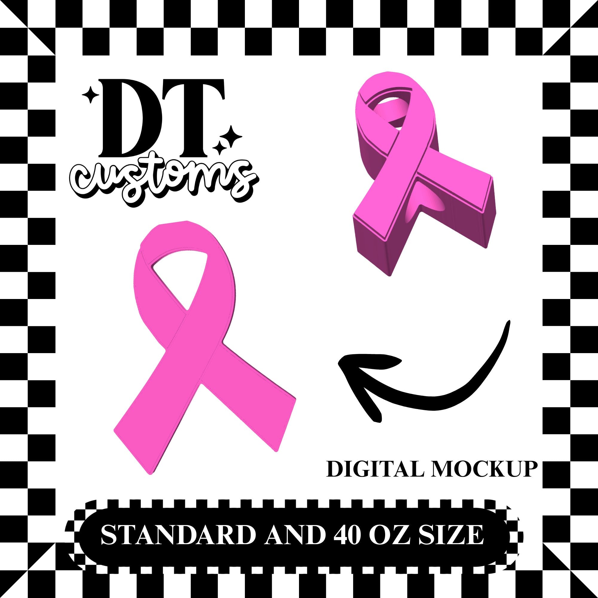 Wholesale Cancer Awareness Ribbon 3D Straw Topper