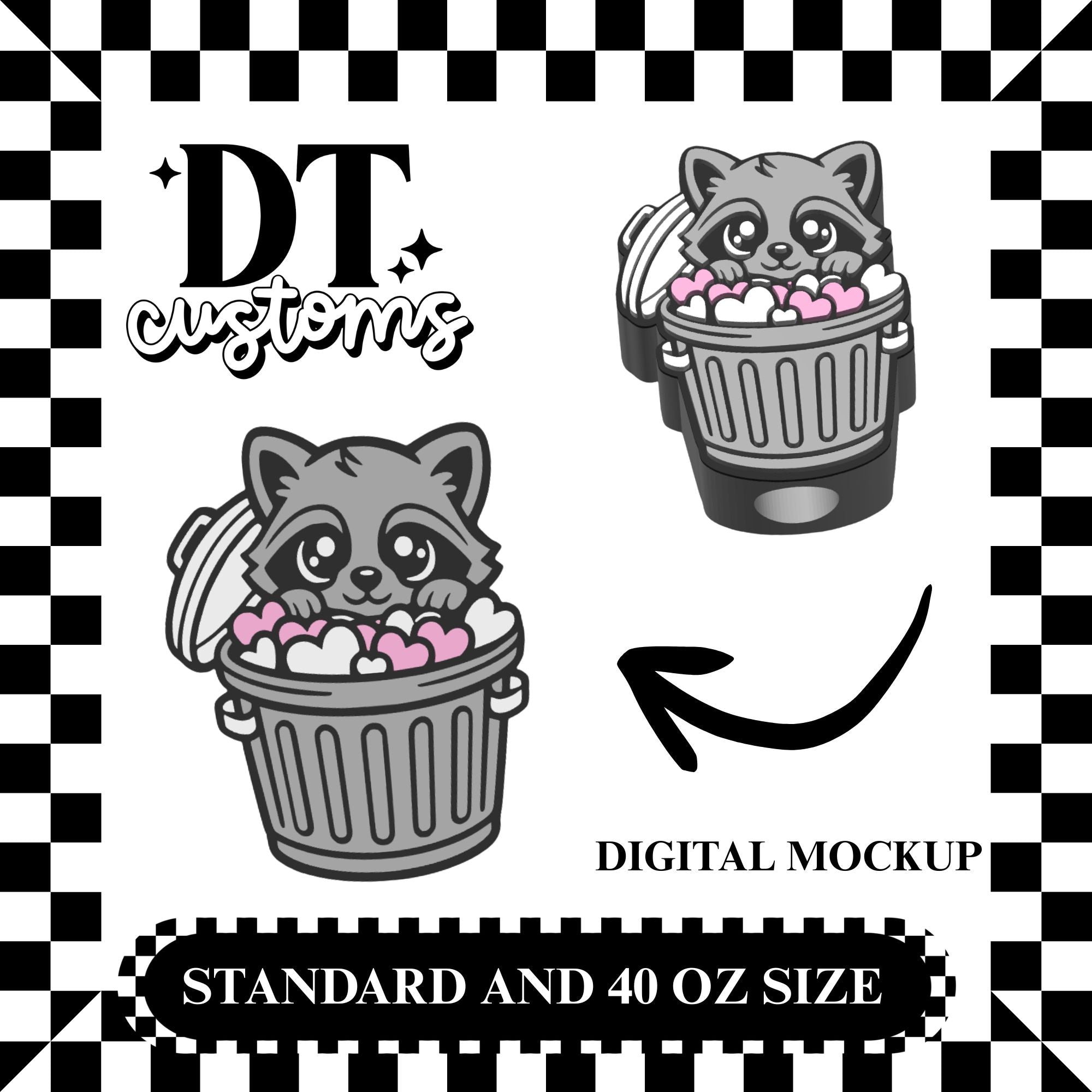 Wholesale Love Trash Panda 3D Straw Topper
