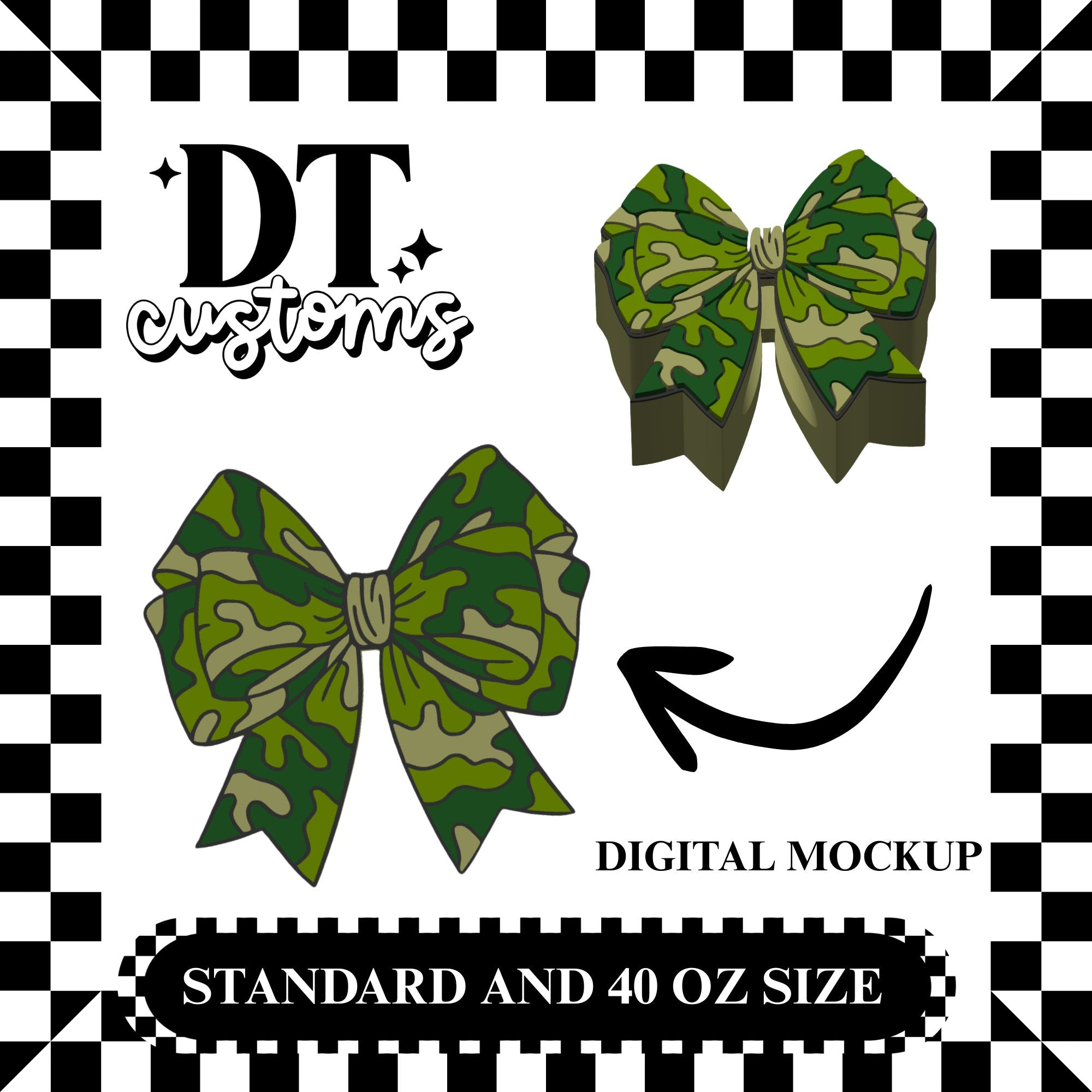 Wholesale Camo Bow 3D Straw Topper