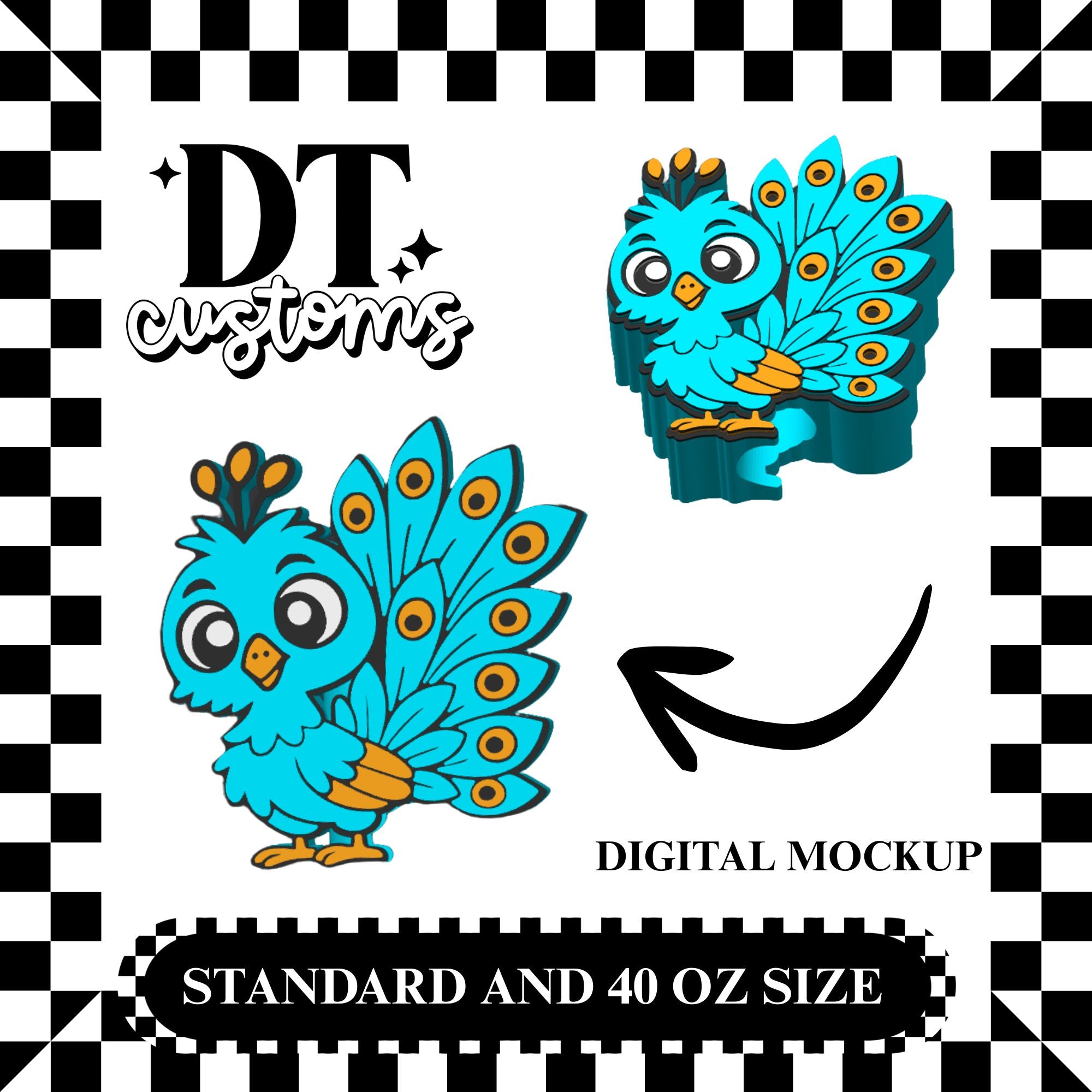 Wholesale Peacock 3D Straw Topper