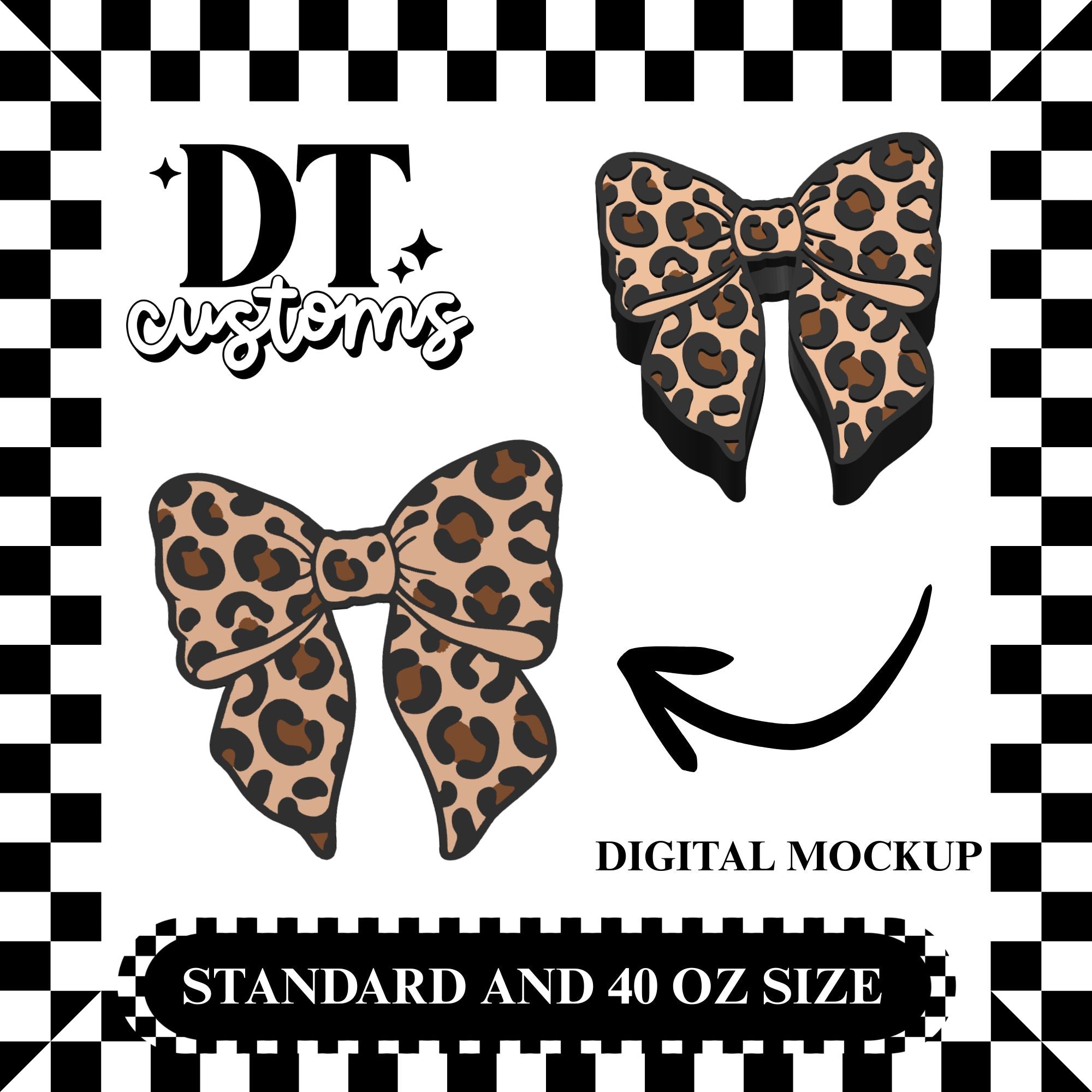 Wholesale Leopard Bow 3D Straw Topper