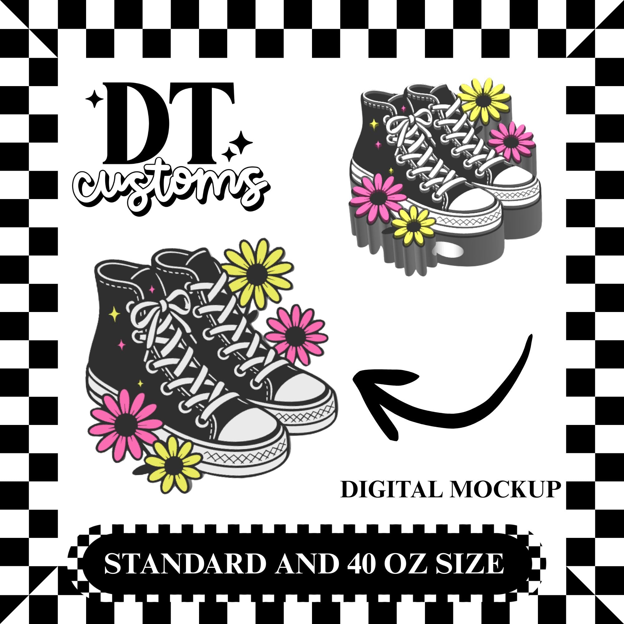 Wholesale Floral Kicks 3D Straw Topper