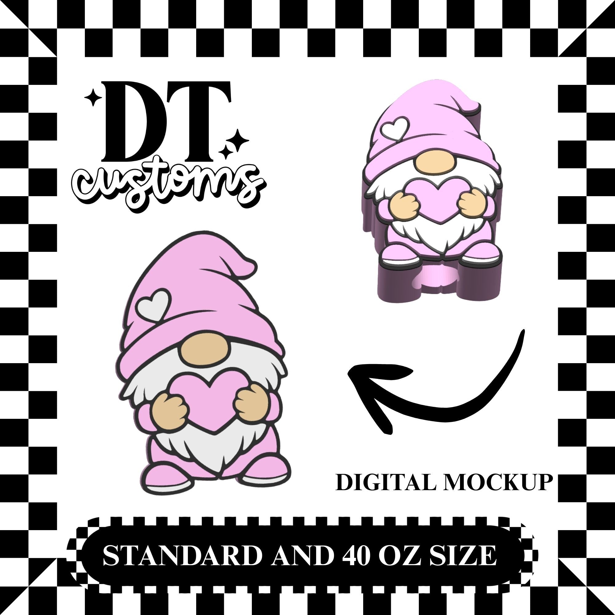 Wholesale Heart Gnome 3D Straw Topper