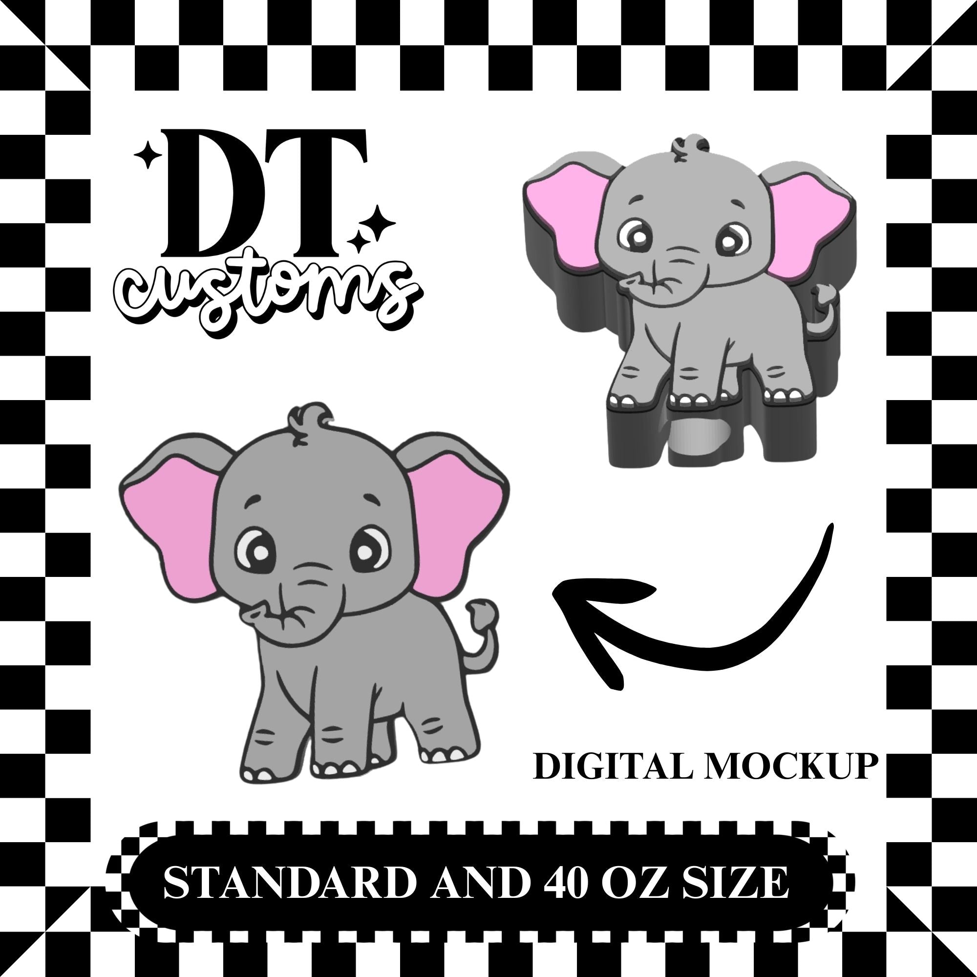 Wholesale Cute Elephant 3D Straw Topper