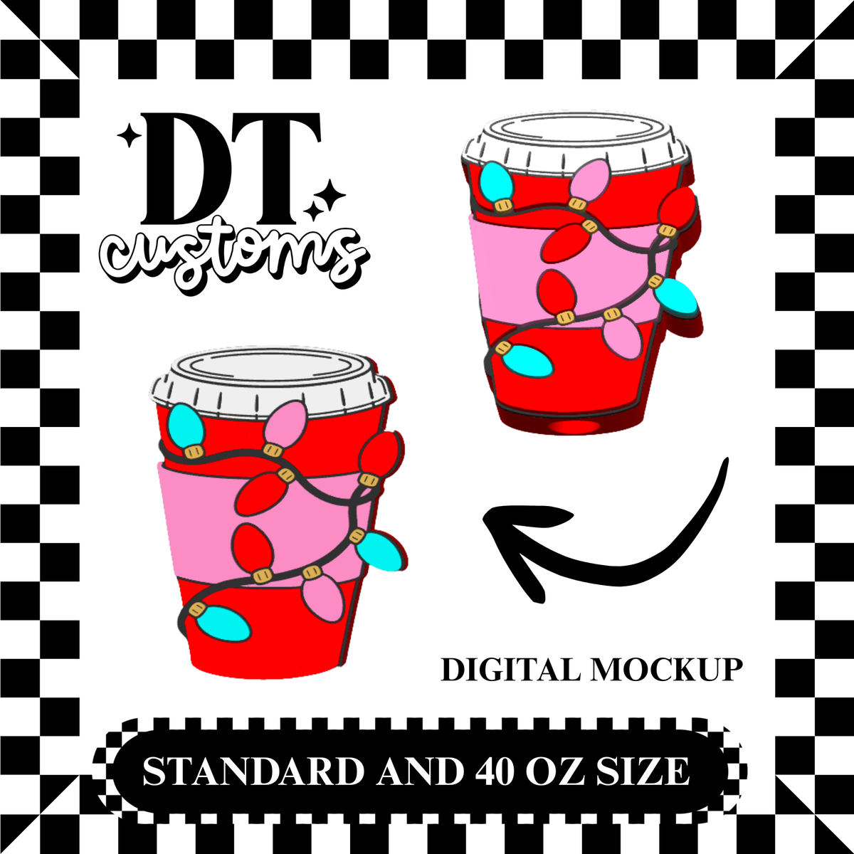 Wholesale Christmas Lights Coffee 3D Straw Topper Designed By DT Customs