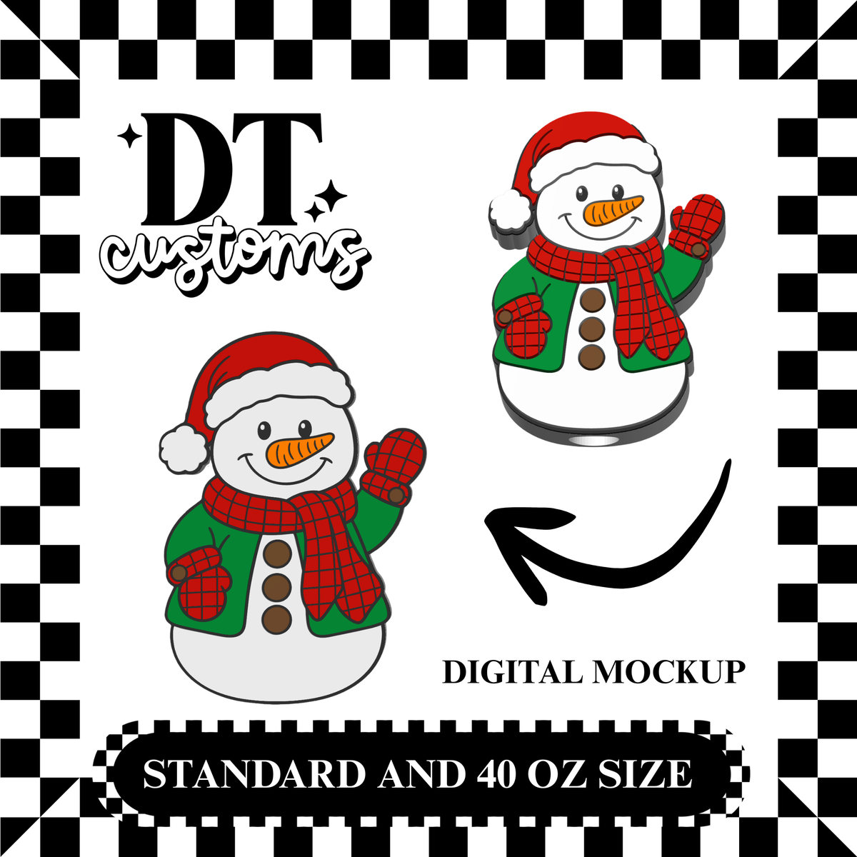 Wholesale Jacket Snowman 3D Straw Topper Designed By DT Customs
