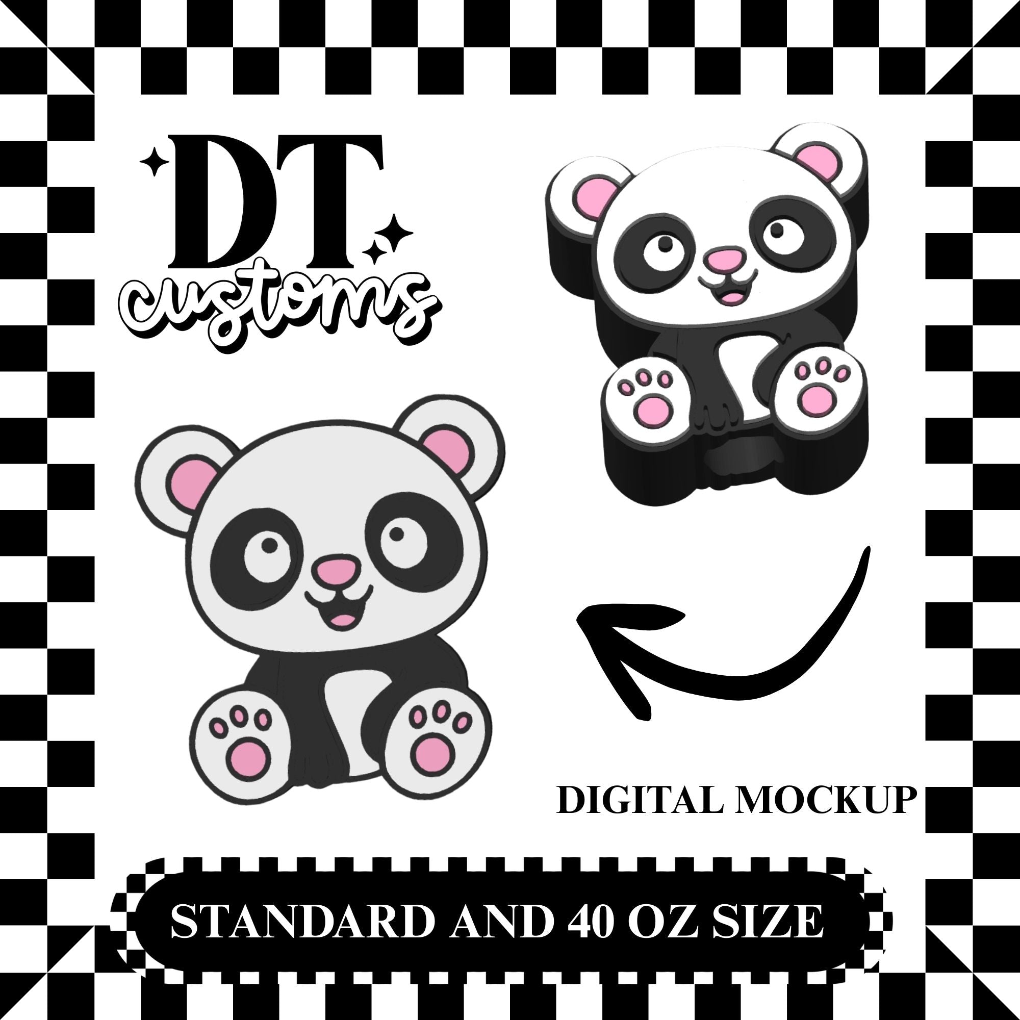 Wholesale Cute Panda Bear 3D Straw Topper