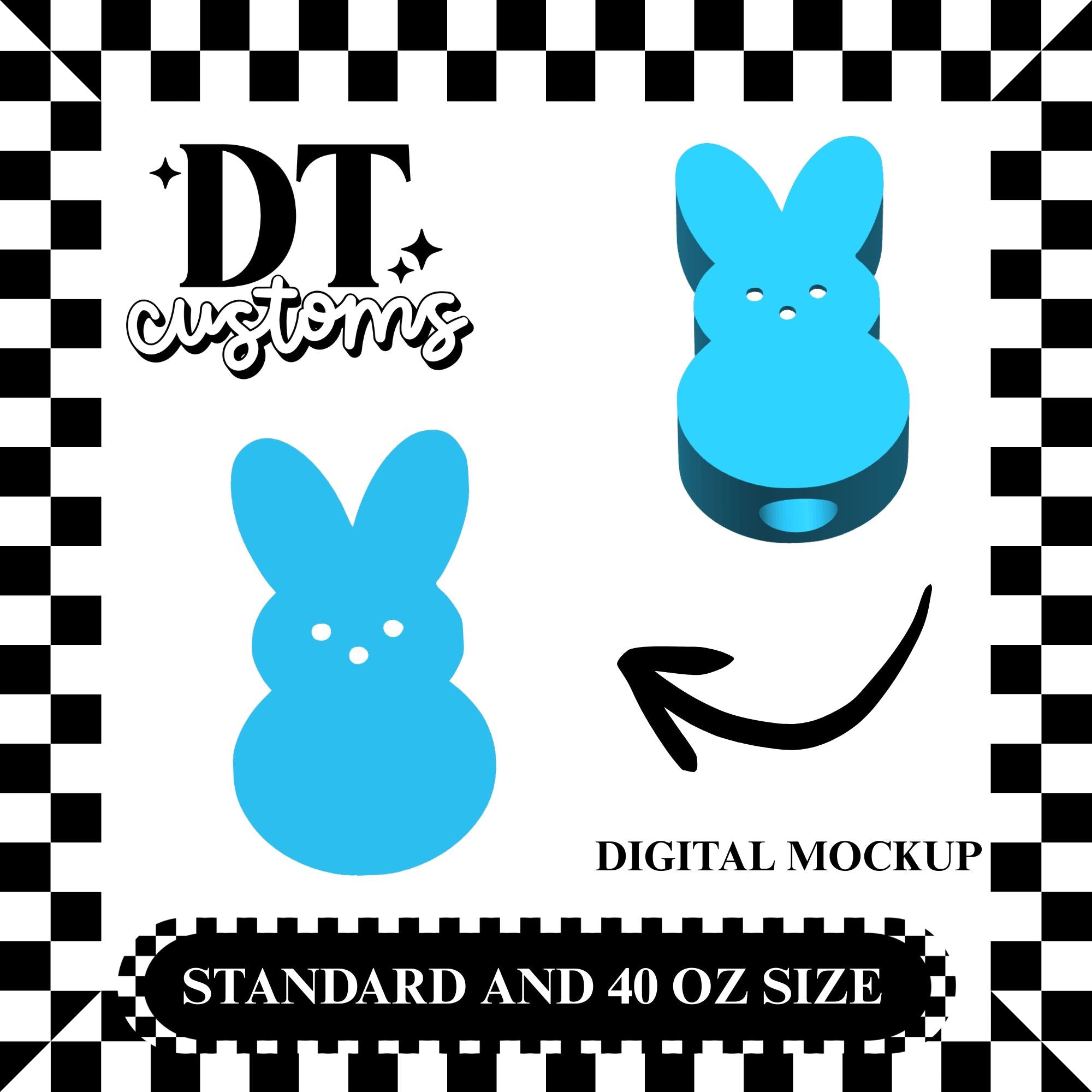 Wholesale Blue Peep Bunny 3D Straw Topper