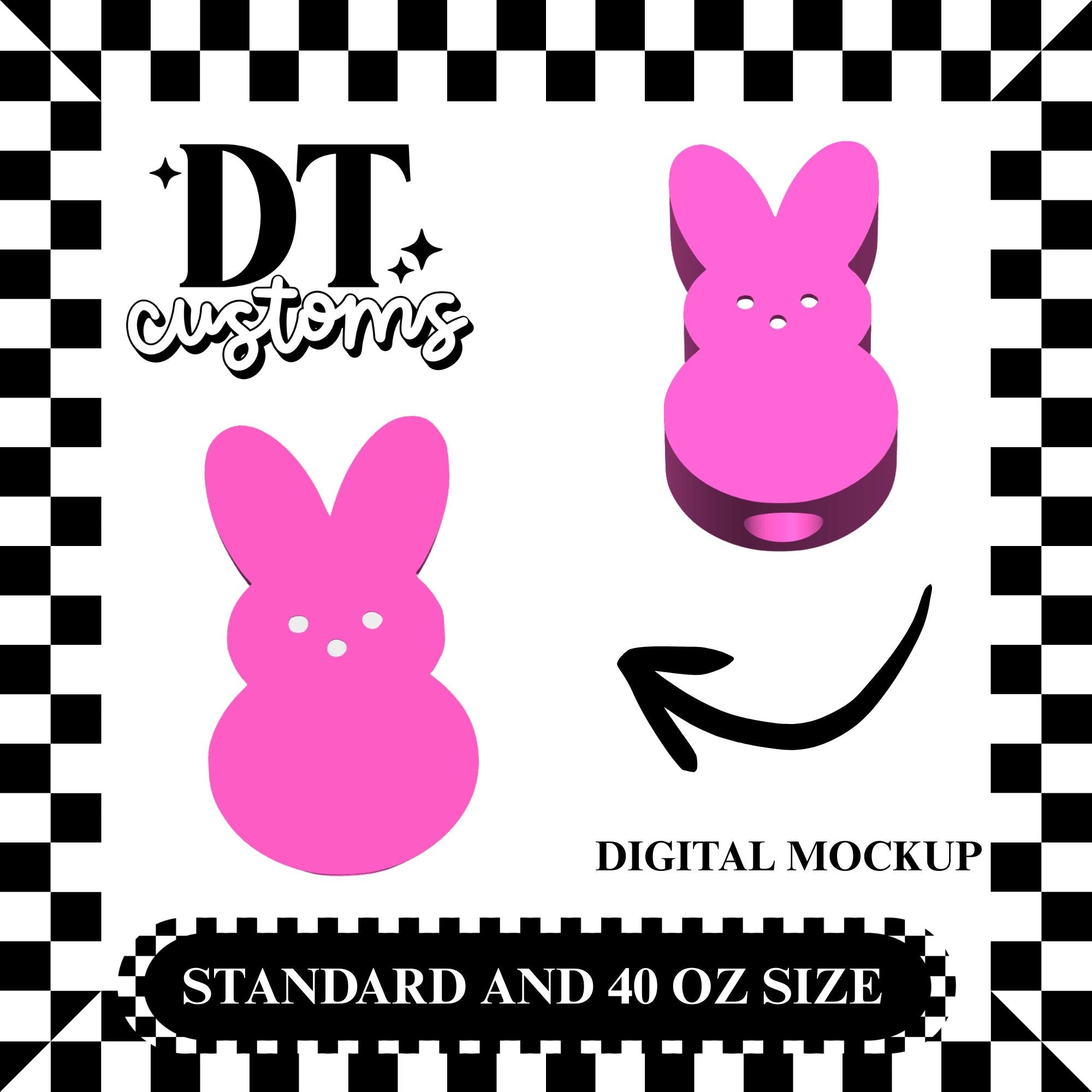 Wholesale Pink Peep Bunny 3D Straw Topper