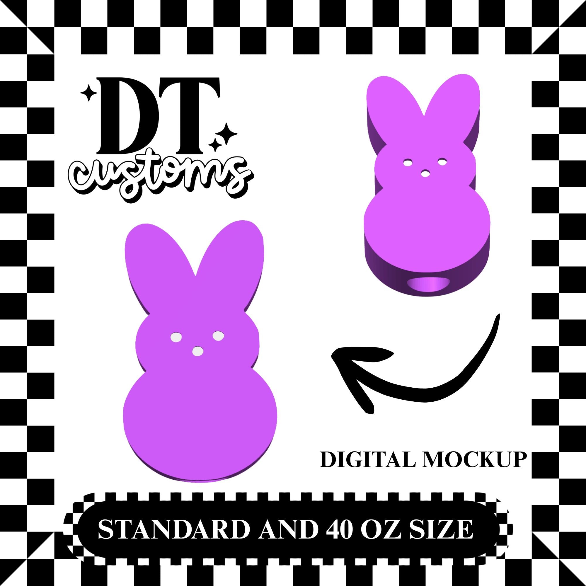 Wholesale Purple Peep Bunny 3D Straw Topper