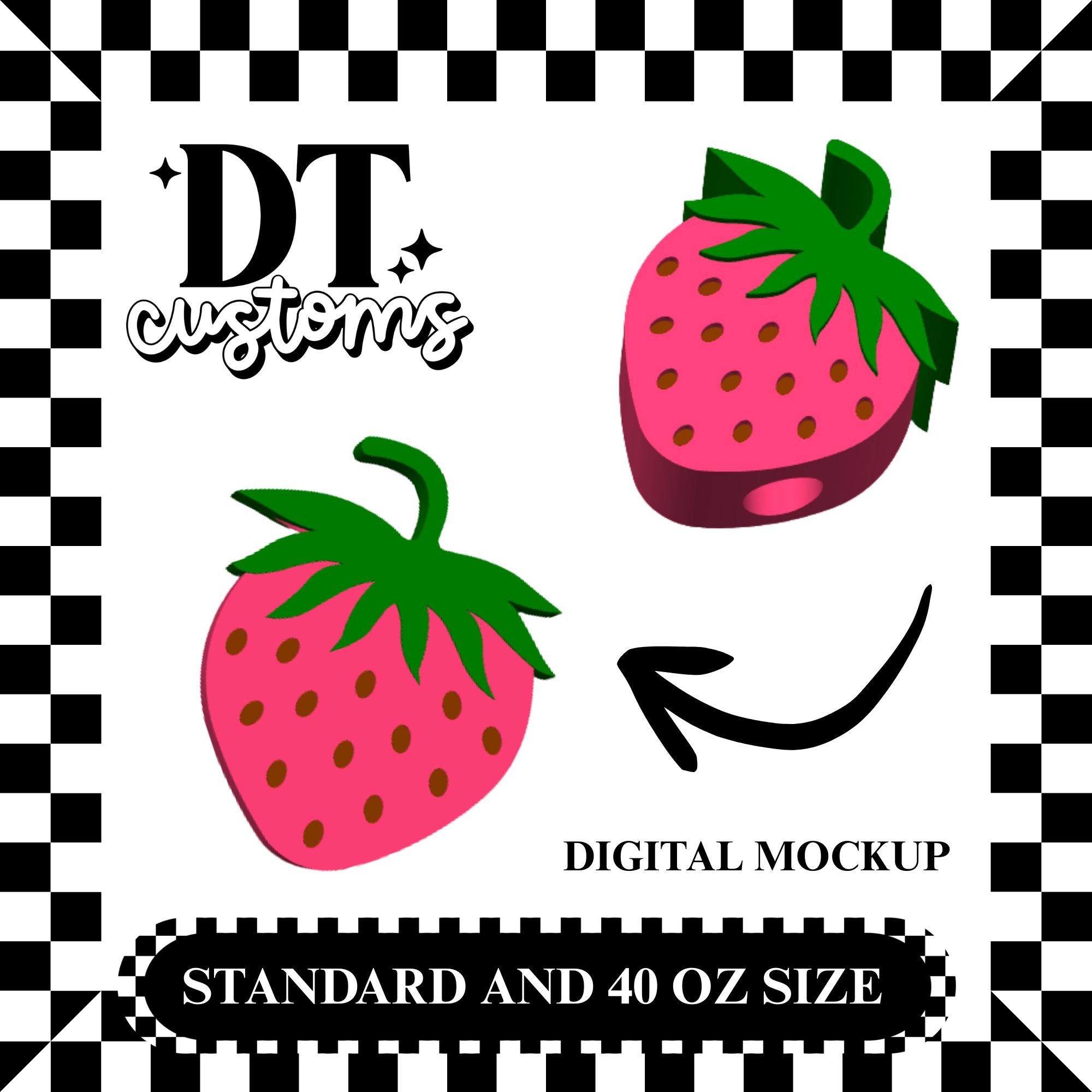 Wholesale Pink Strawberry 3D Straw Topper
