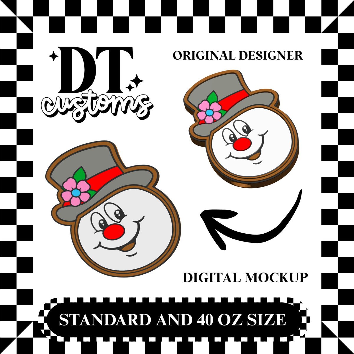 Wholesale Frost Snowman Cookie 3D Straw Topper Designed By DT Customs
