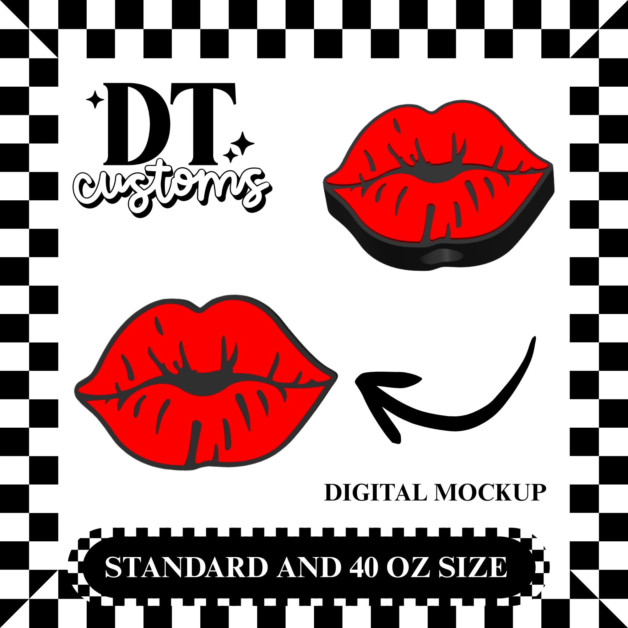 Wholesale Red Lips 3D Straw Topper