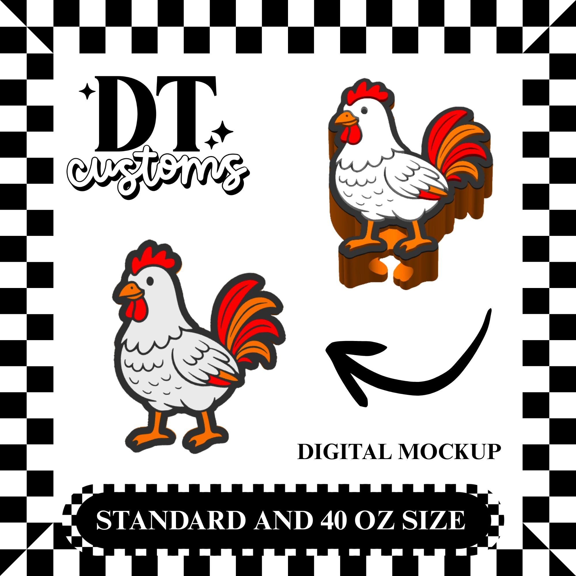 Wholesale Chicken 3D Straw Topper