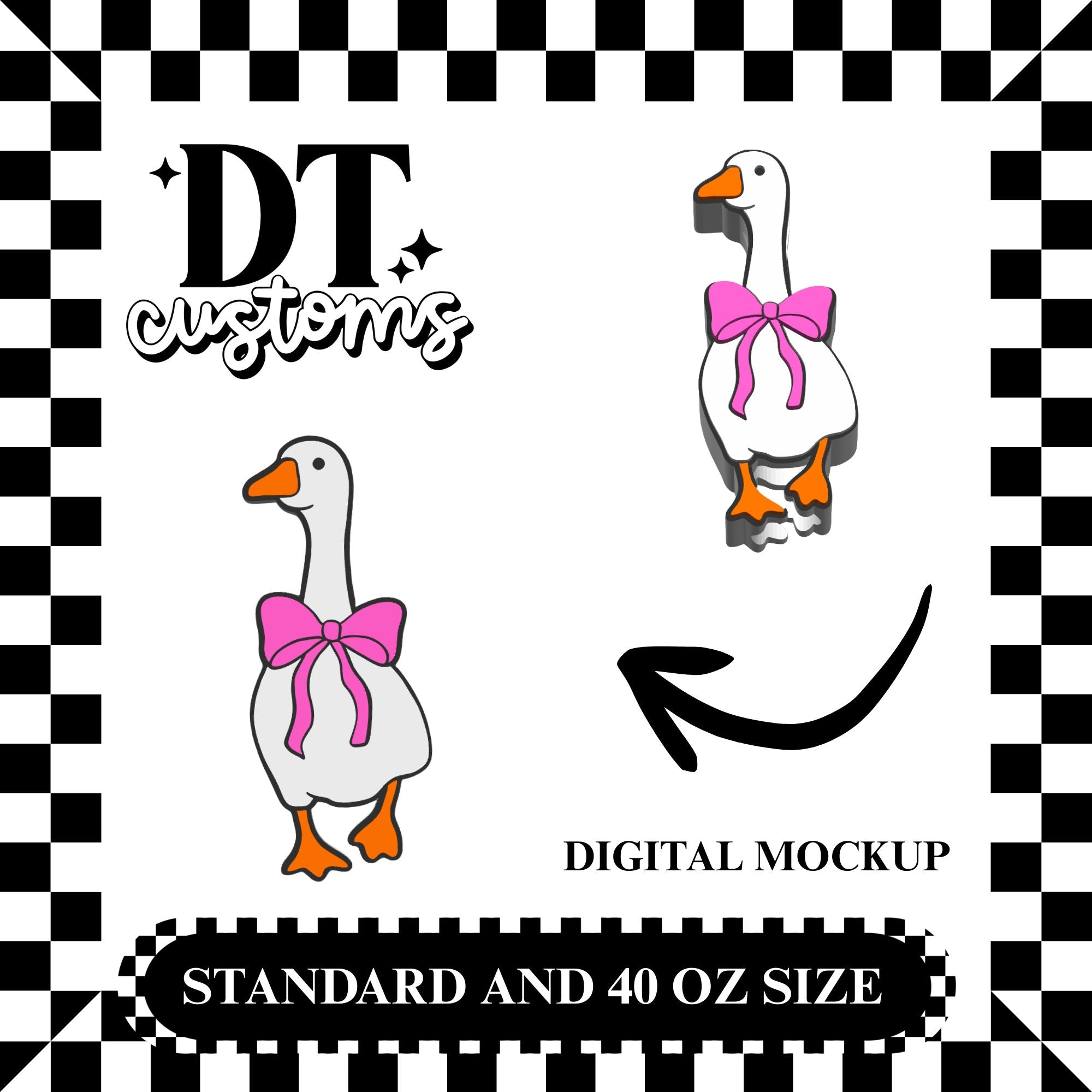 Wholesale Goose w/ Bow 3D Straw Topper