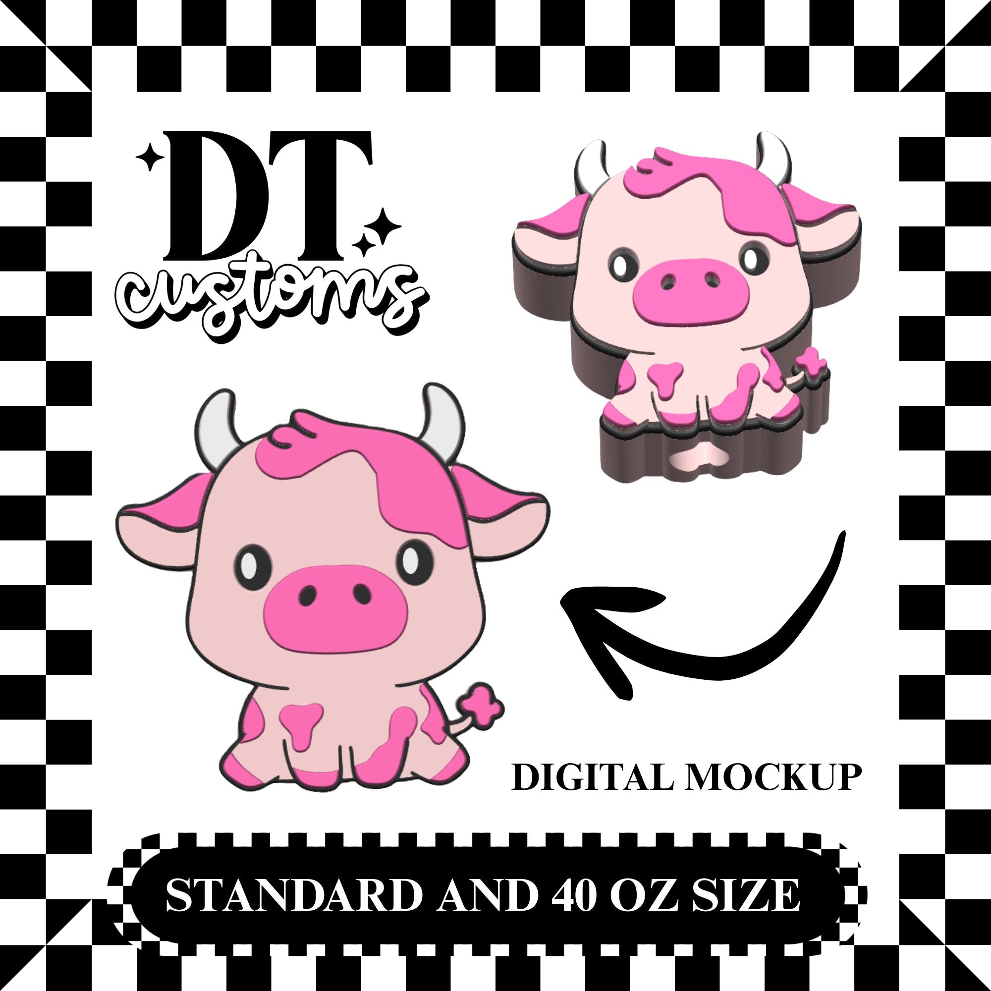 Wholesale Strawberry Cow 3D Straw Topper