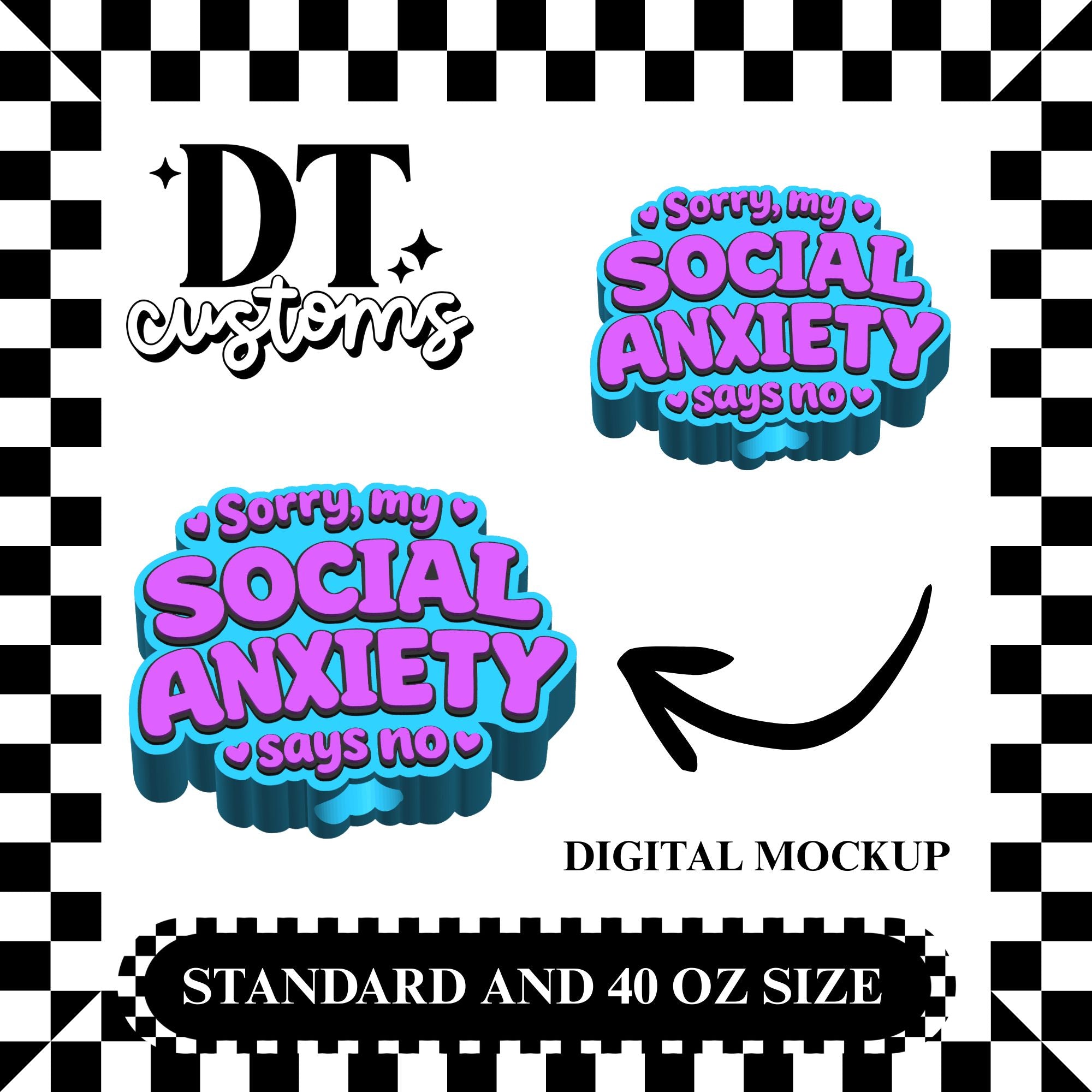 Wholesale Social Anxiety 3D Straw Topper