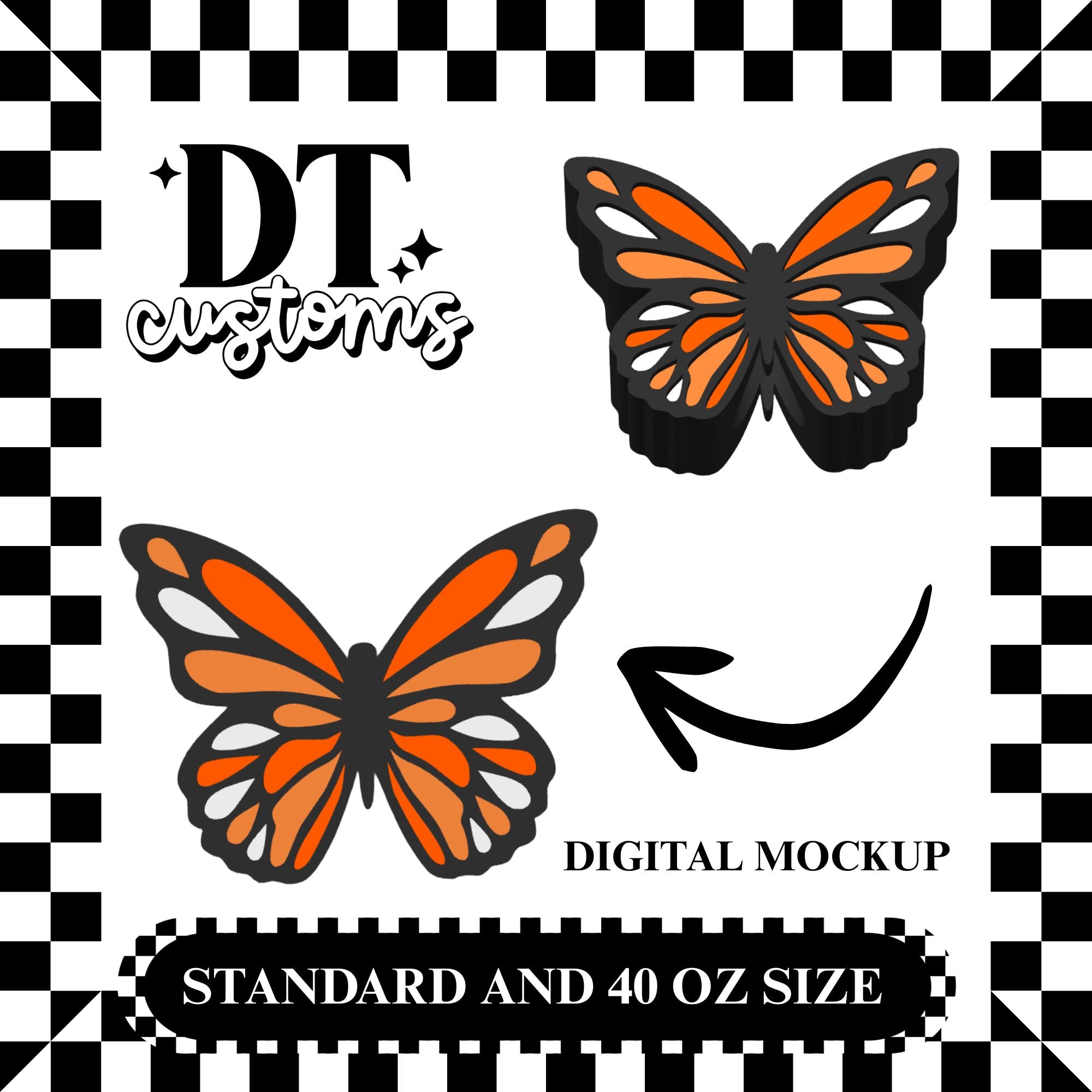 Wholesale Orange Butterfly 3D Straw Topper