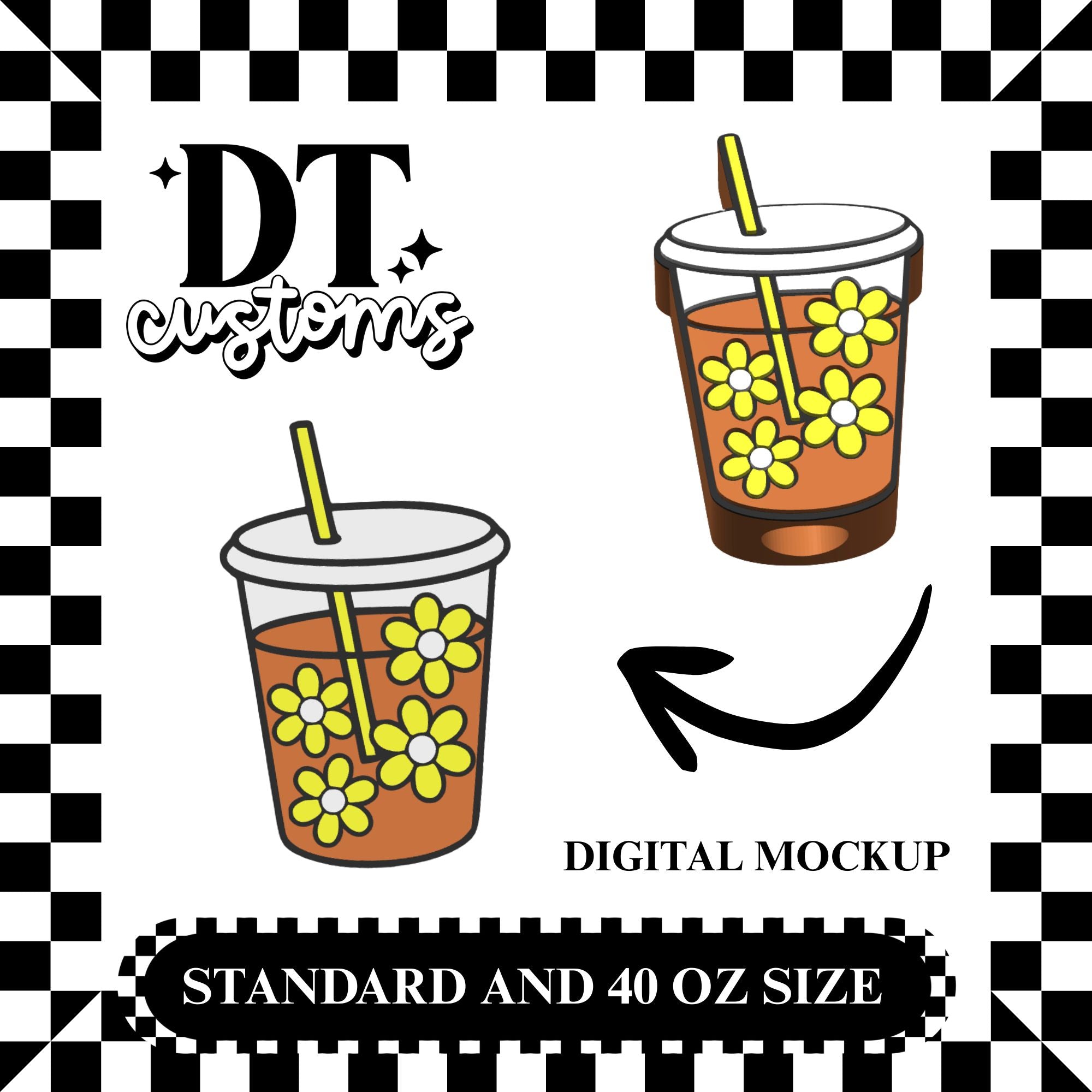 Wholesale Yellow Daisy Cube Iced Coffee 3D Straw Topper