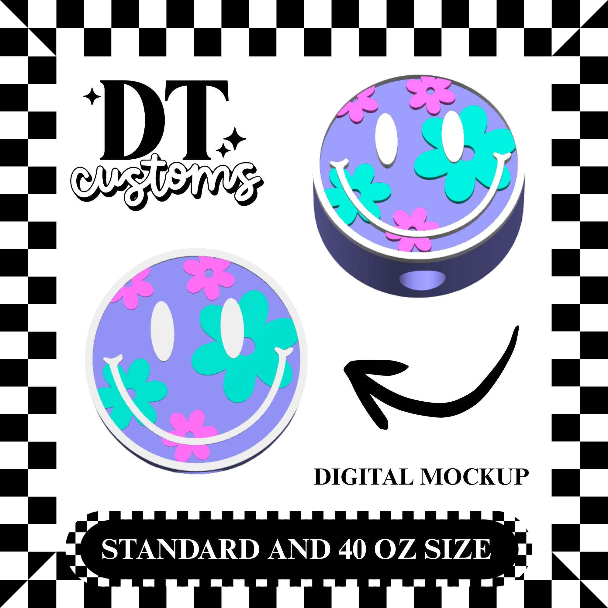 Wholesale Daisy Smiley 3D Straw Topper