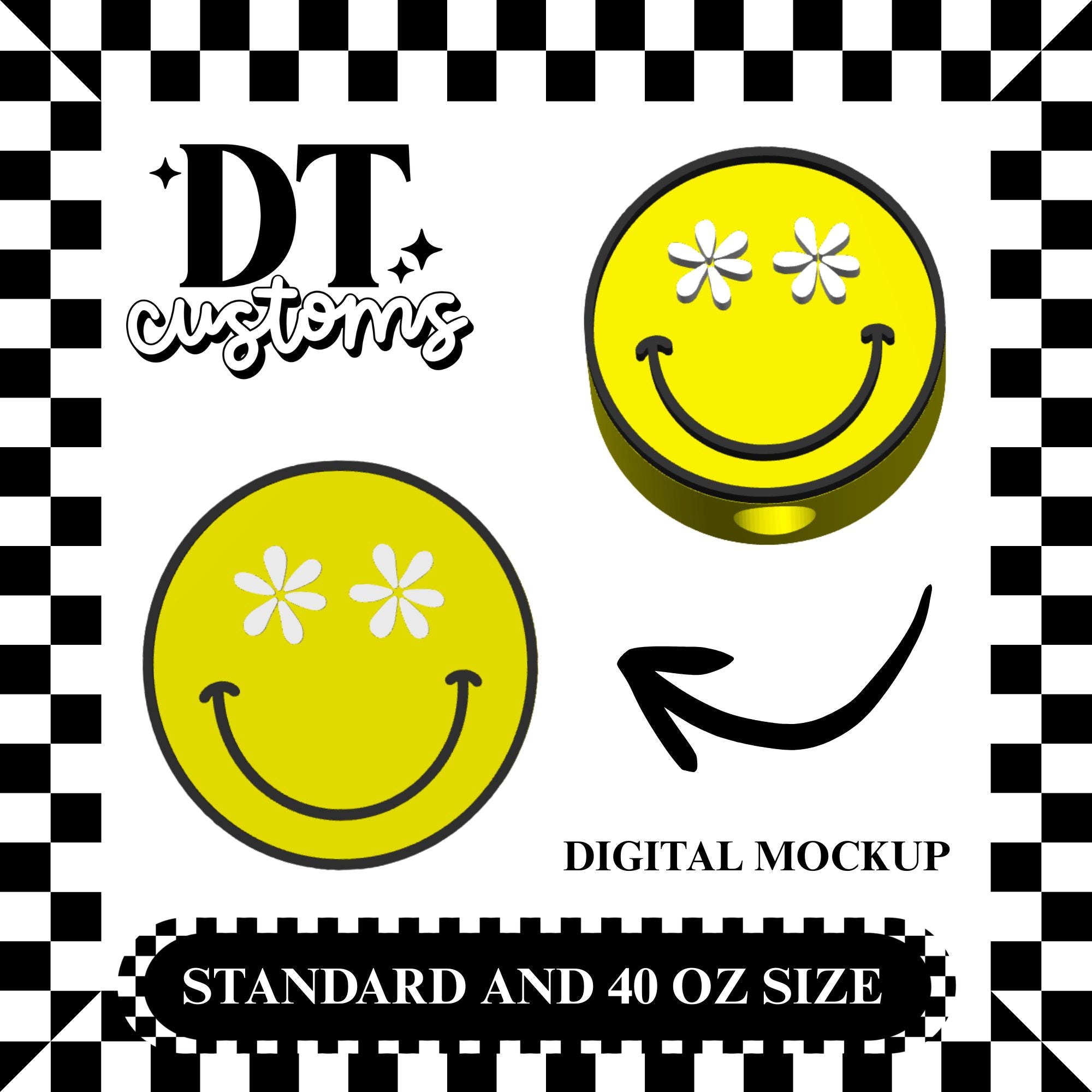 Wholesale Daisy Eyes Smiley 3D Straw Topper Designed By DT Customs