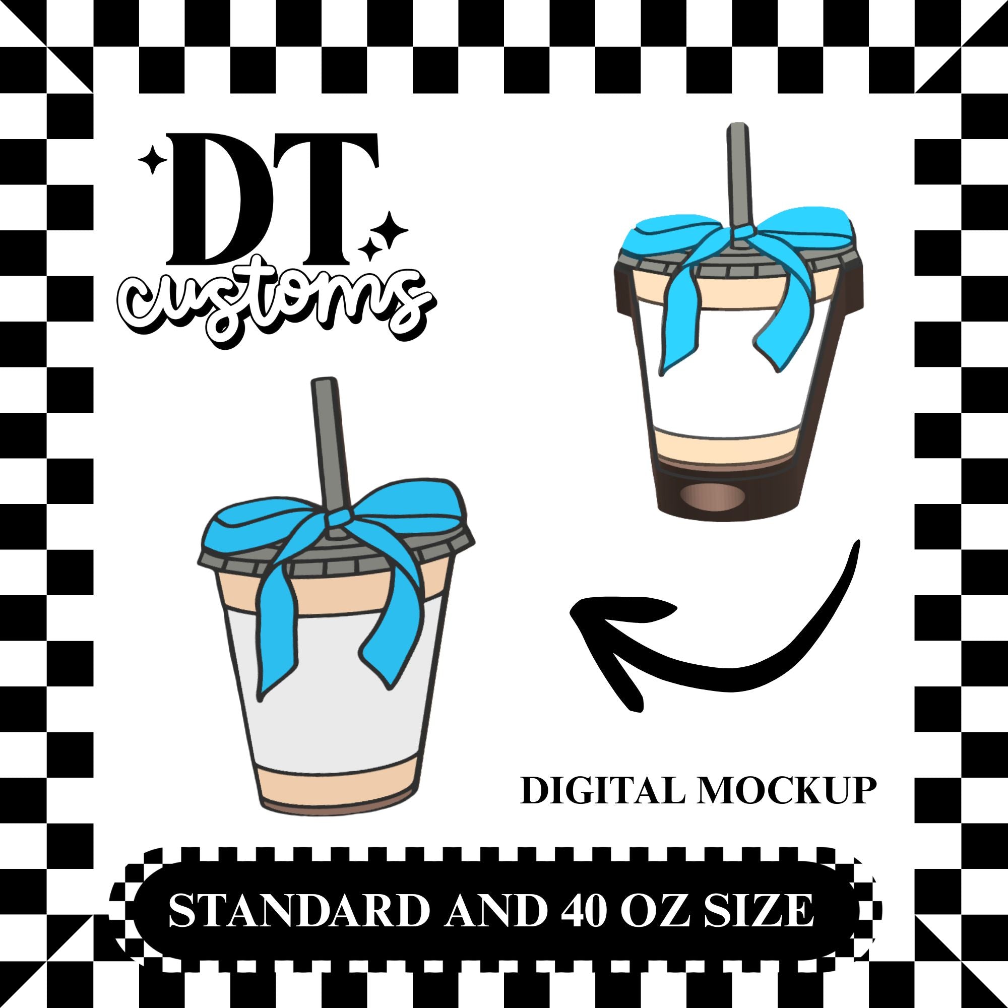 Wholesale Cute Flowy Bow Iced Coffee 3D Straw Topper Designed By DT Customs