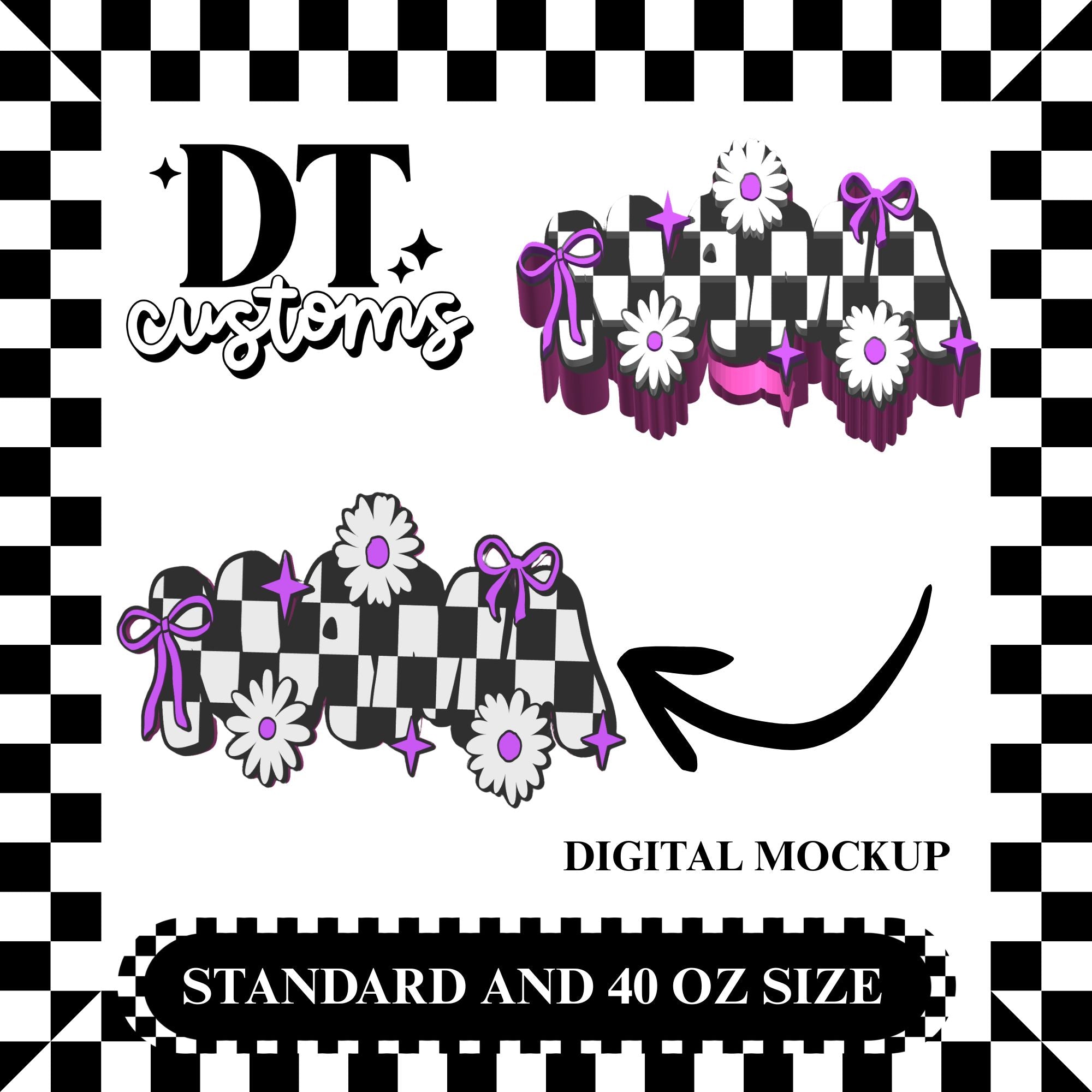 Wholesale Daisy Checker Mama 3D Straw Topper Designed By DT Customs