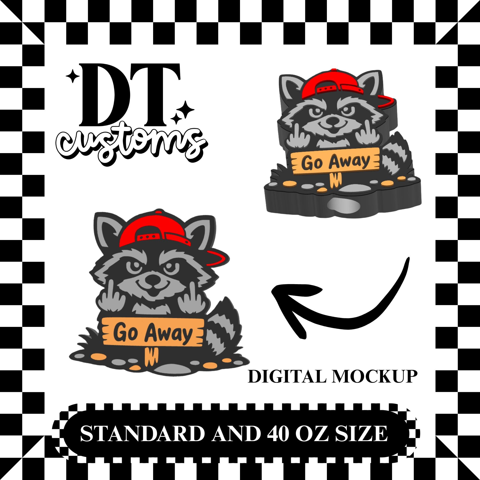 Wholesale Go Away Raccoon 3D Straw Topper