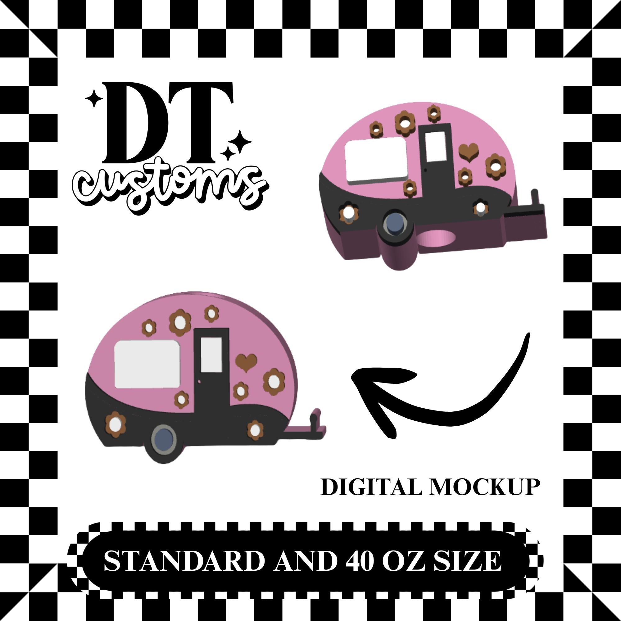 Wholesale Cute Camper 3D Straw Topper Designed By DT Customs