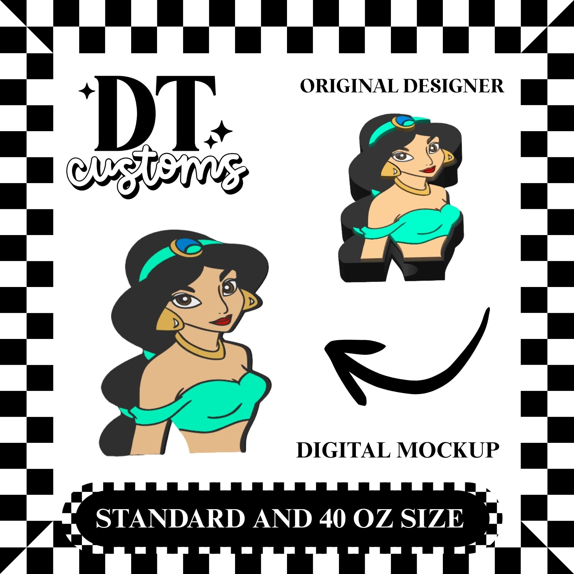 Wholesale Jasmine 3D Straw Topper Designed By DT Customs