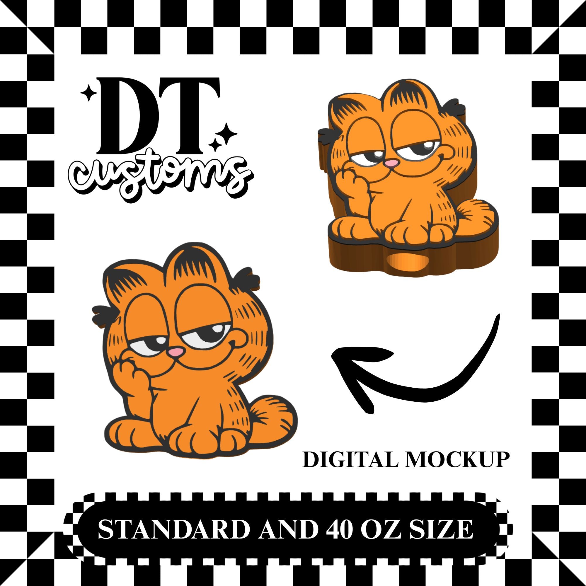 Wholesale Garf 3D Straw Topper