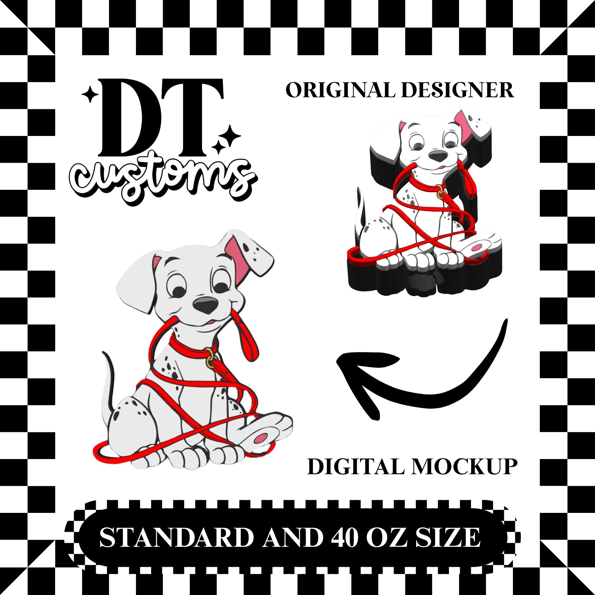 Wholesale Dalmatian 3D Straw Topper Designed By DT Customs