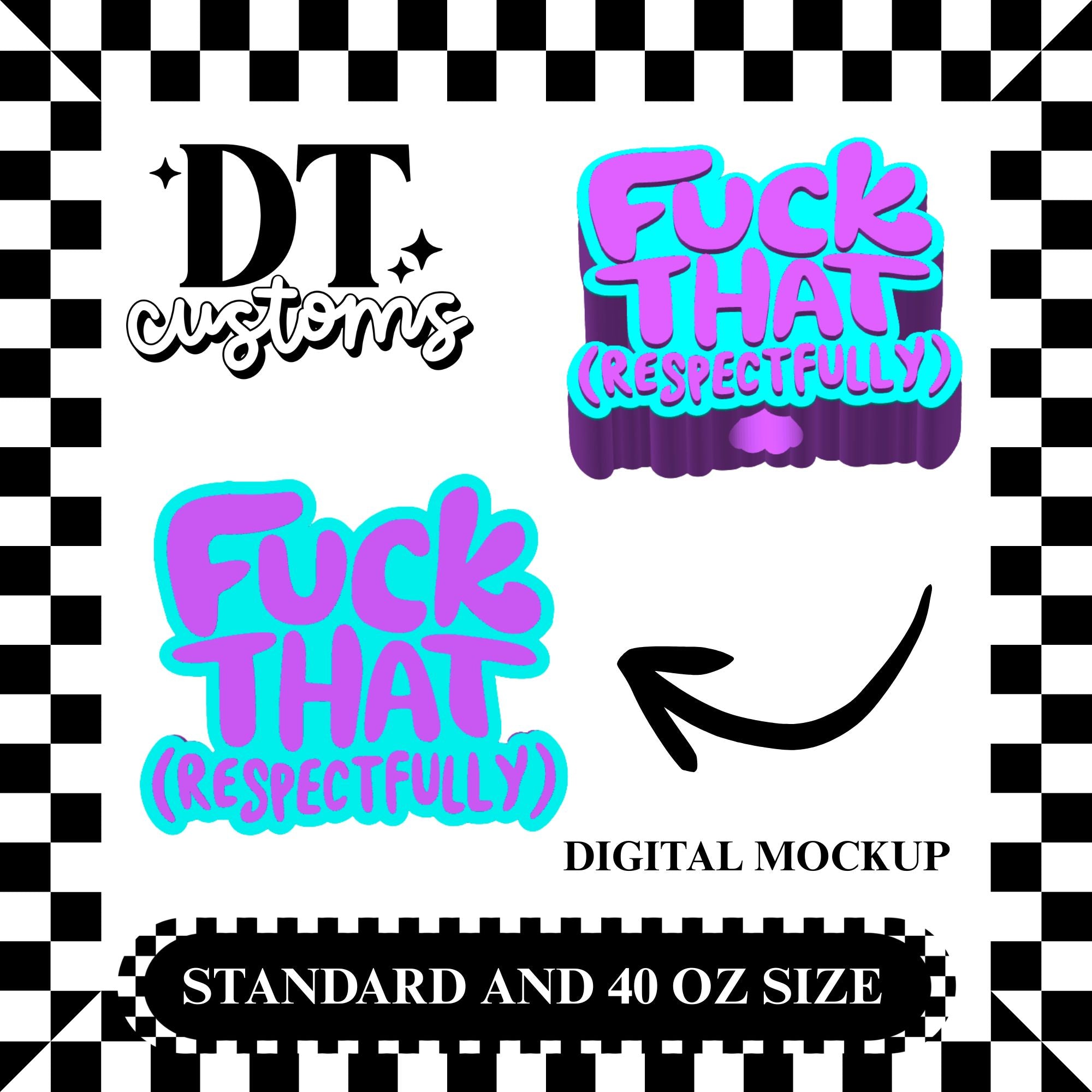 Wholesale Purple/Teal F That Respectfully 3D Straw Topper