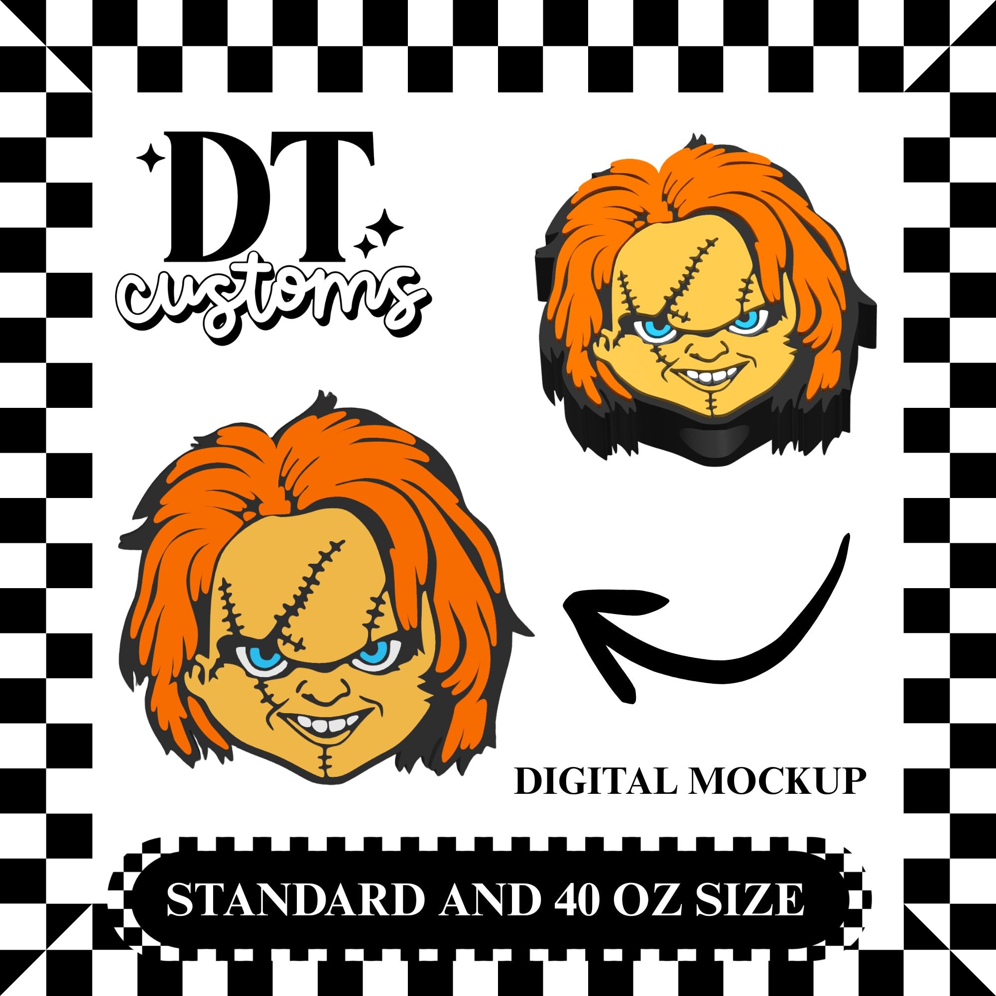 Wholesale Chuck 3D Straw Topper