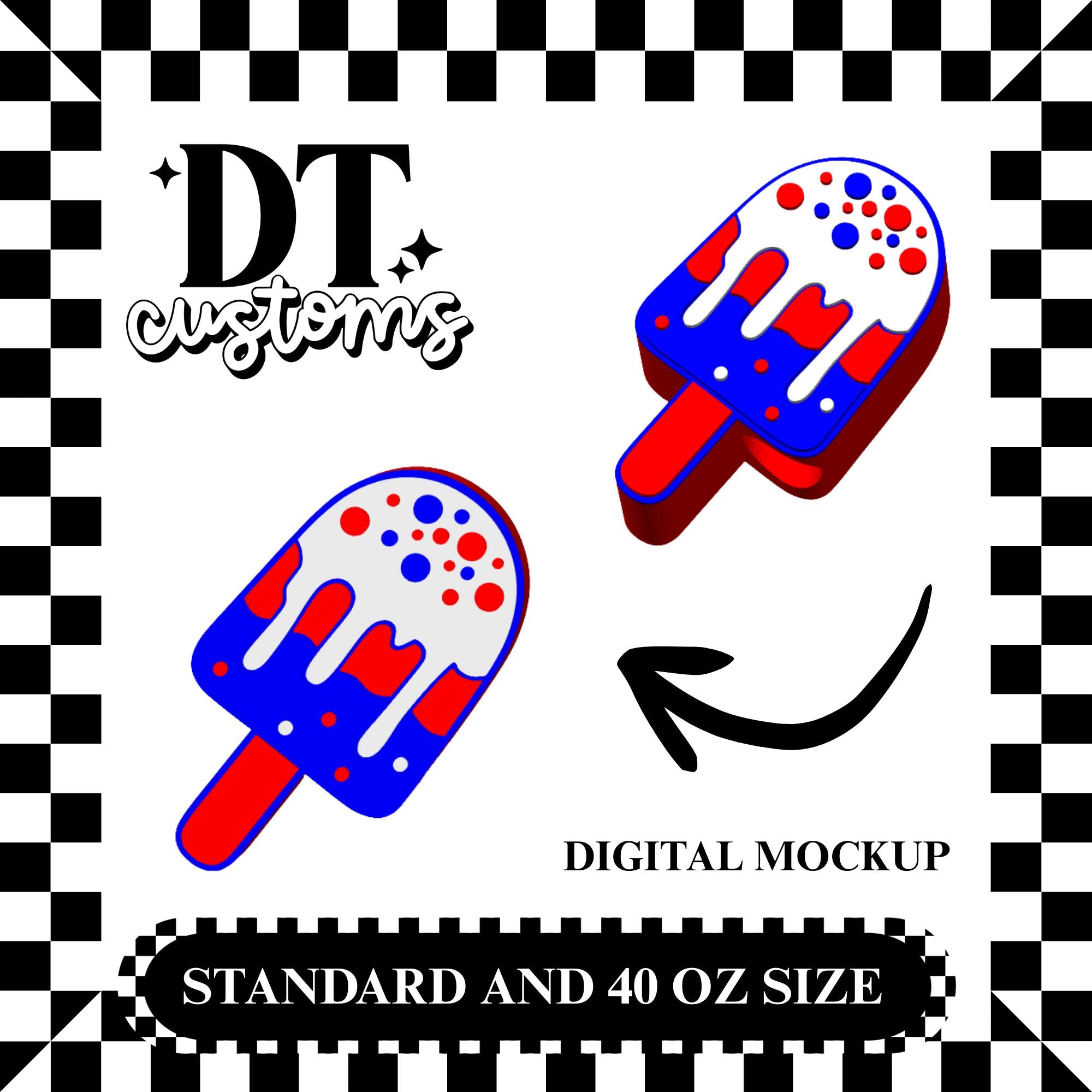 Wholesale Red/White/Blue Popsicle 3D Straw Topper