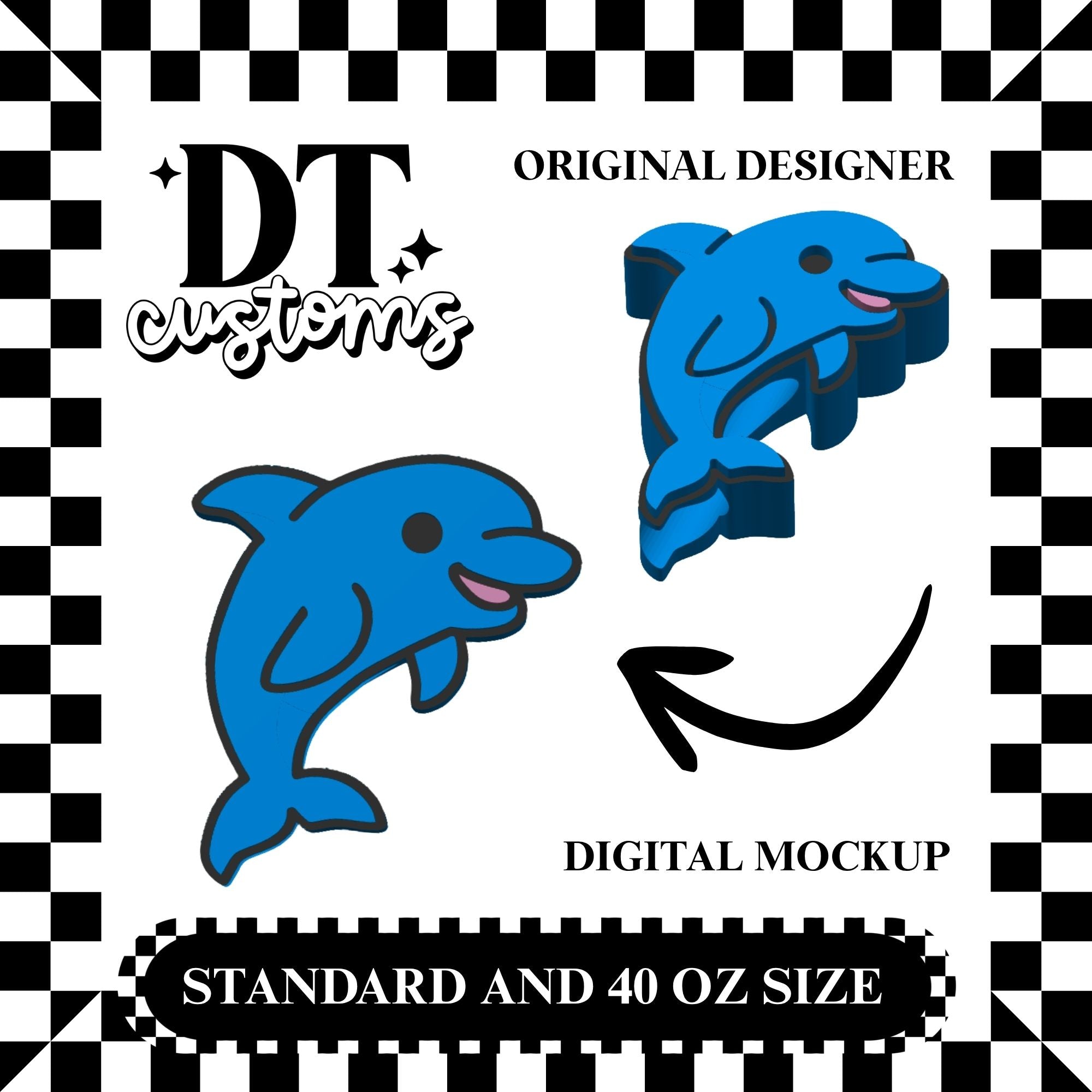 Wholesale Dolphin 3D Straw Topper Designed By DT Customs