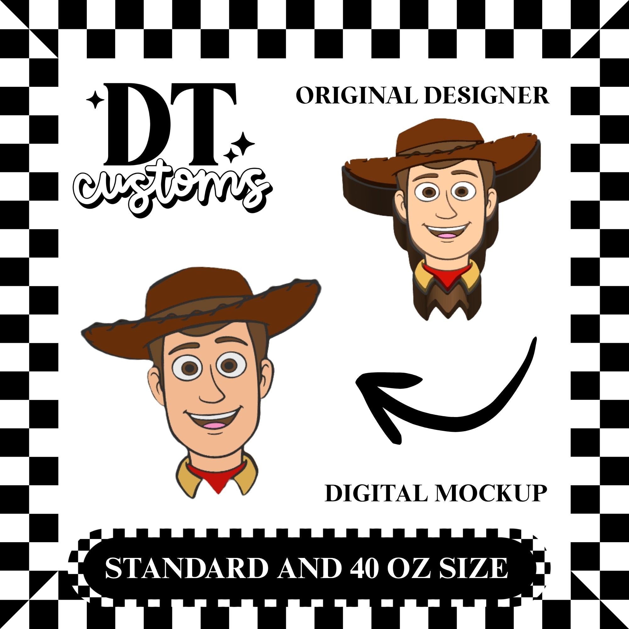 Wholesale Woody 3D Straw Topper Designed By DT Customs