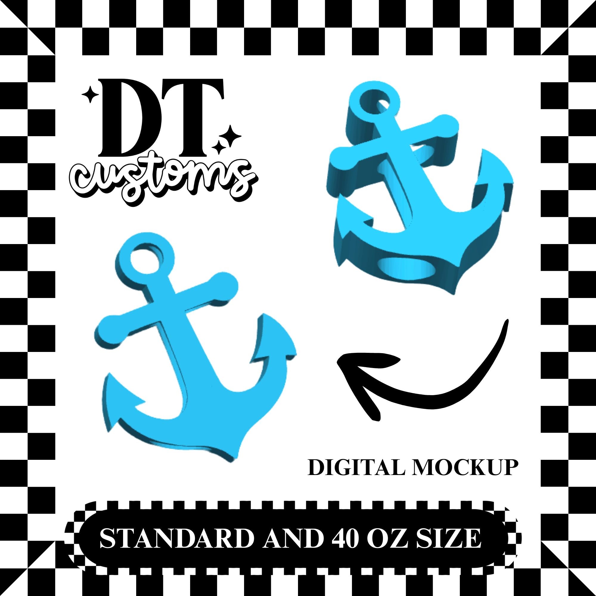 Wholesale Boat Anchor 3D Straw Topper