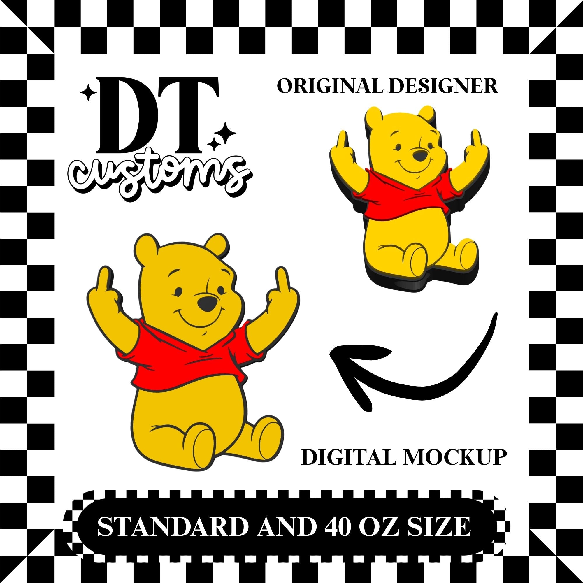 Wholesale F You Silly Bear 3D Straw Topper Designed By DT Customs