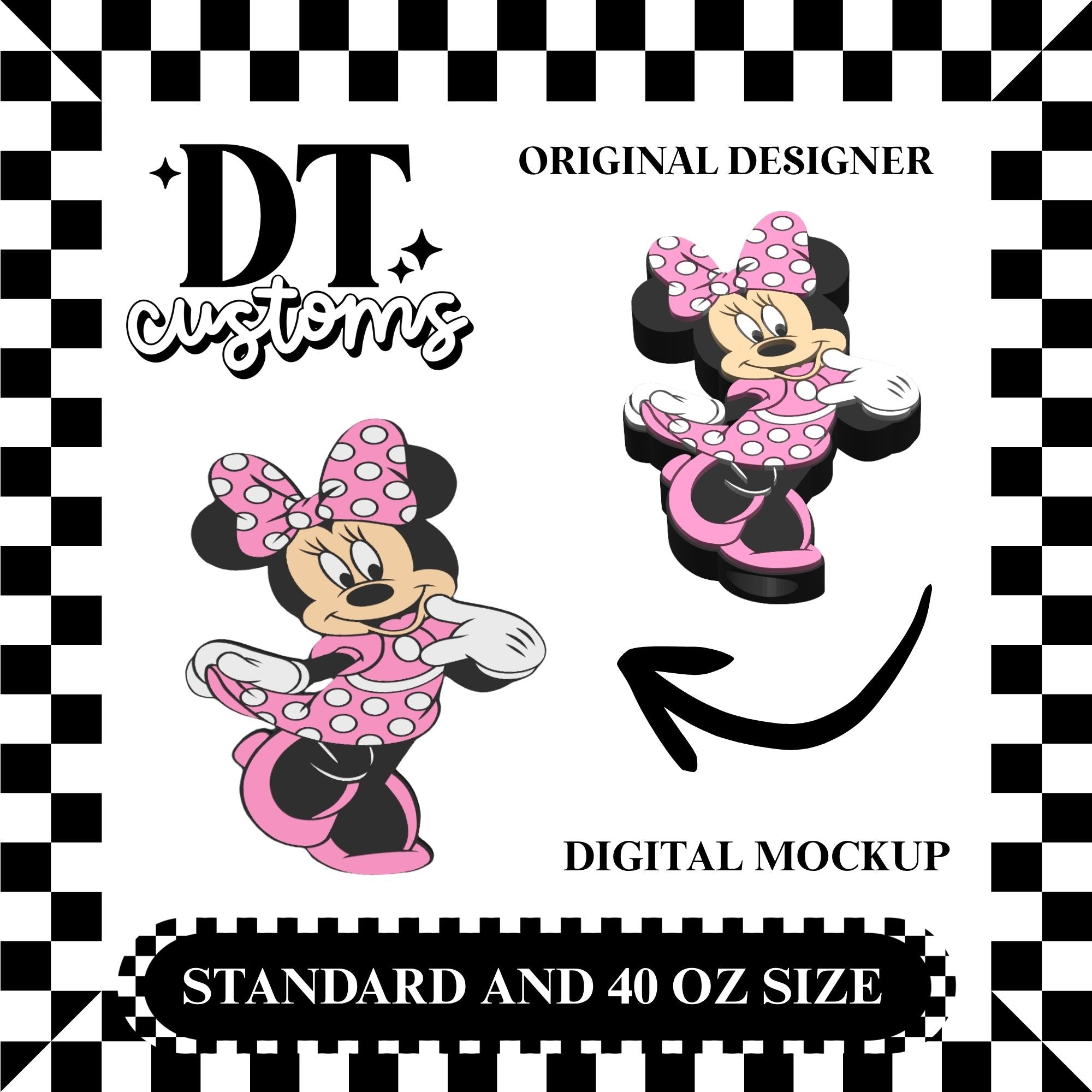 Wholesale Cute Girl Mouse Full Body 3D Straw Topper Designed By DT Customs