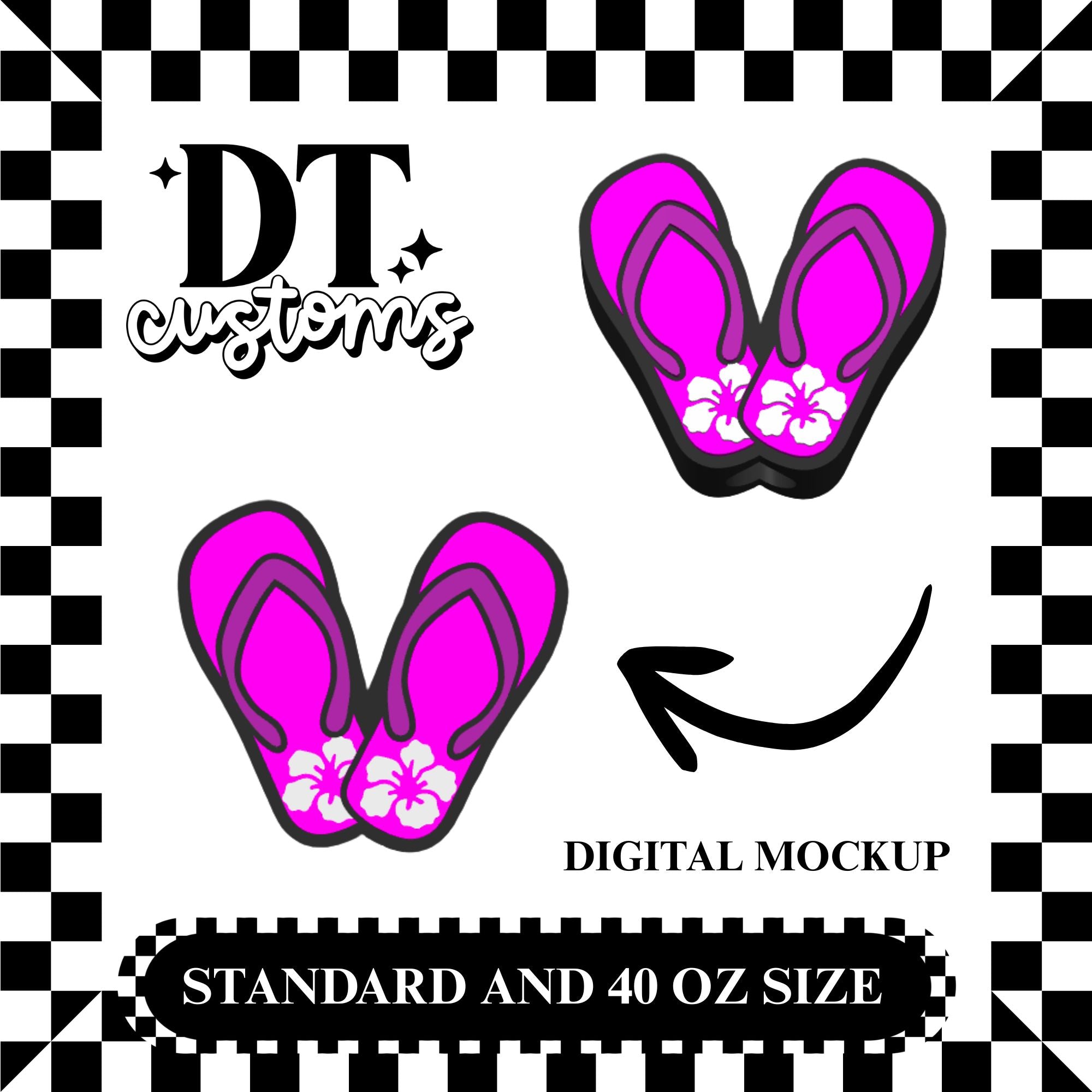 Wholesale Purple Flip Flops 3D Straw Topper