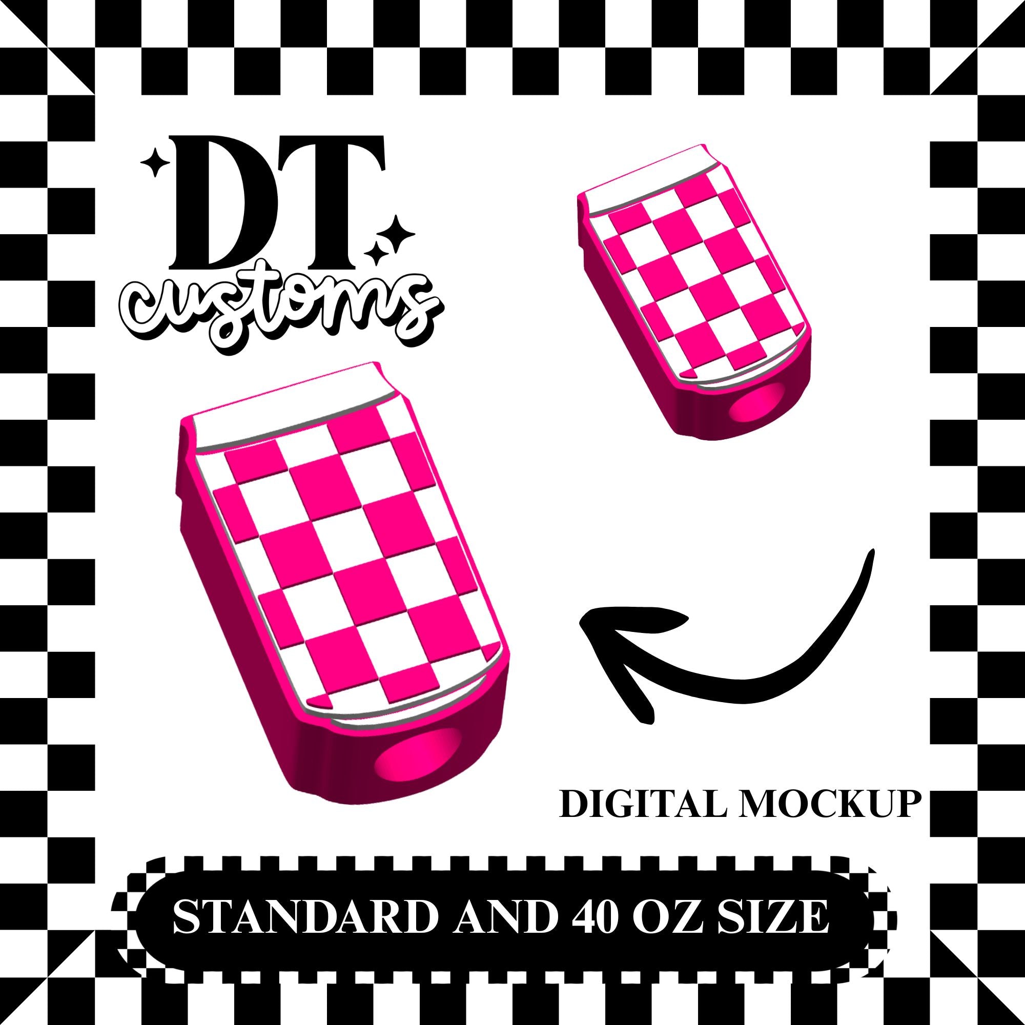 Wholesale Checker Soda Can 3D Straw Topper