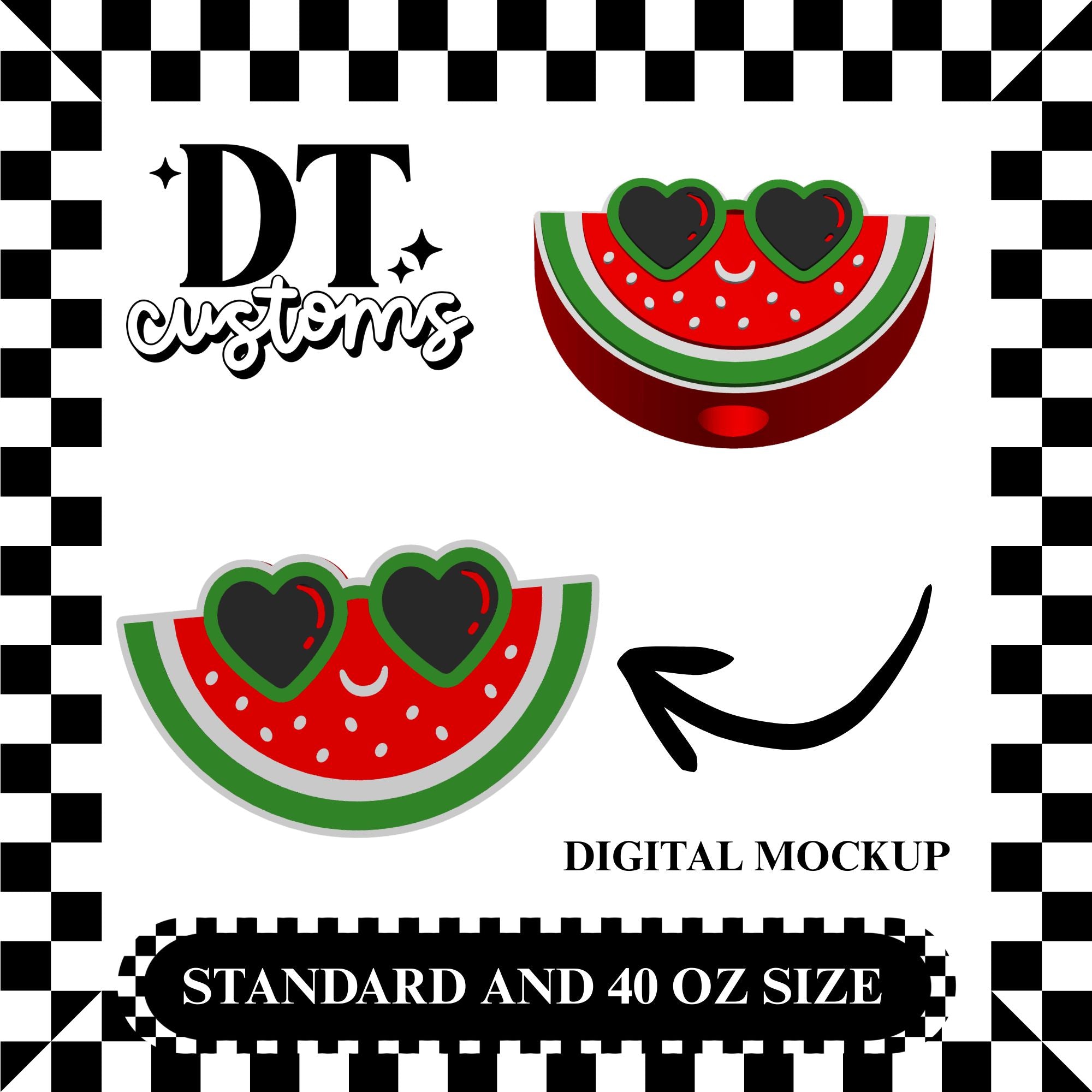 Wholesale Cool Watermelon 3D Straw Topper