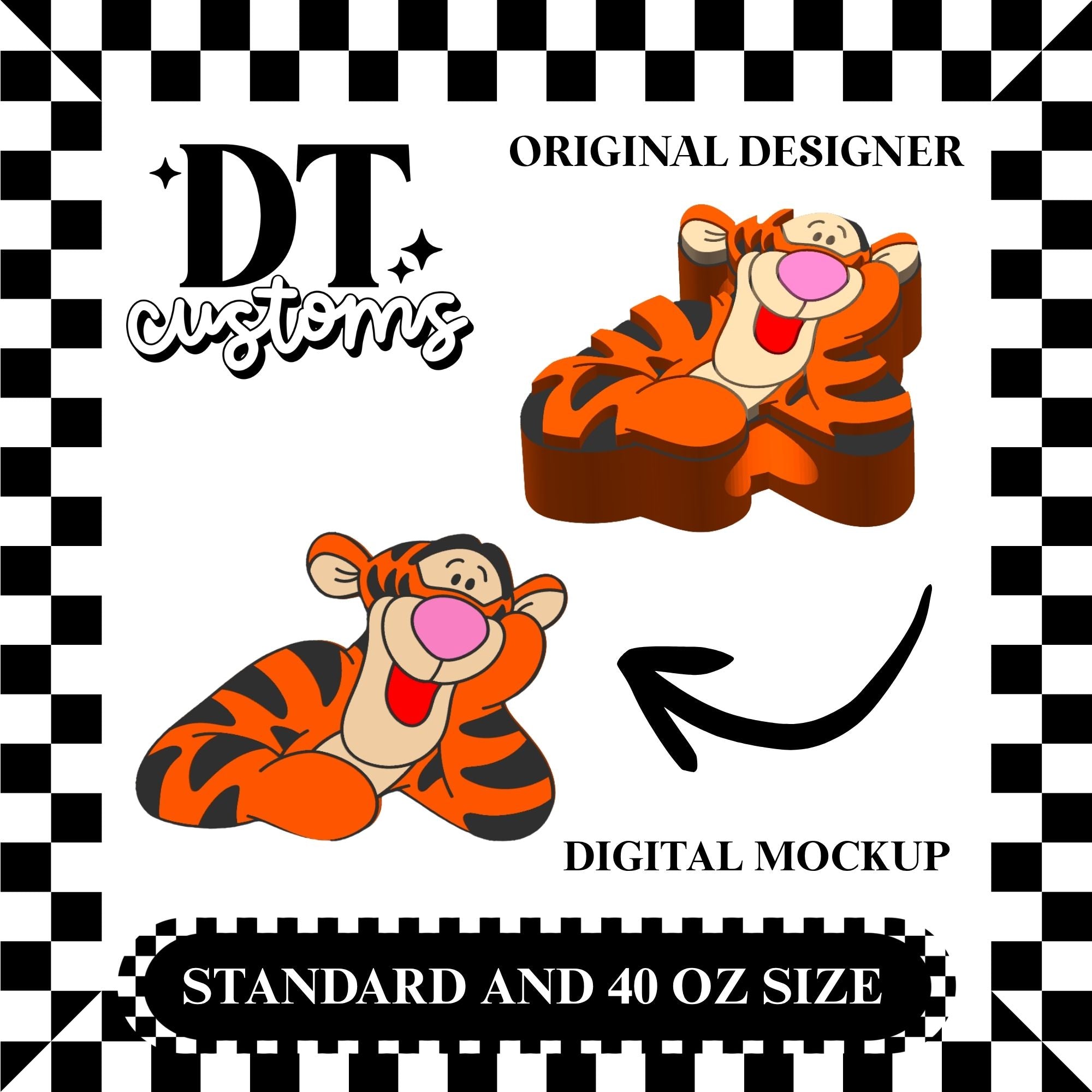 Wholesale Comfy Tigg 3D Straw Topper Designed By DT Customs