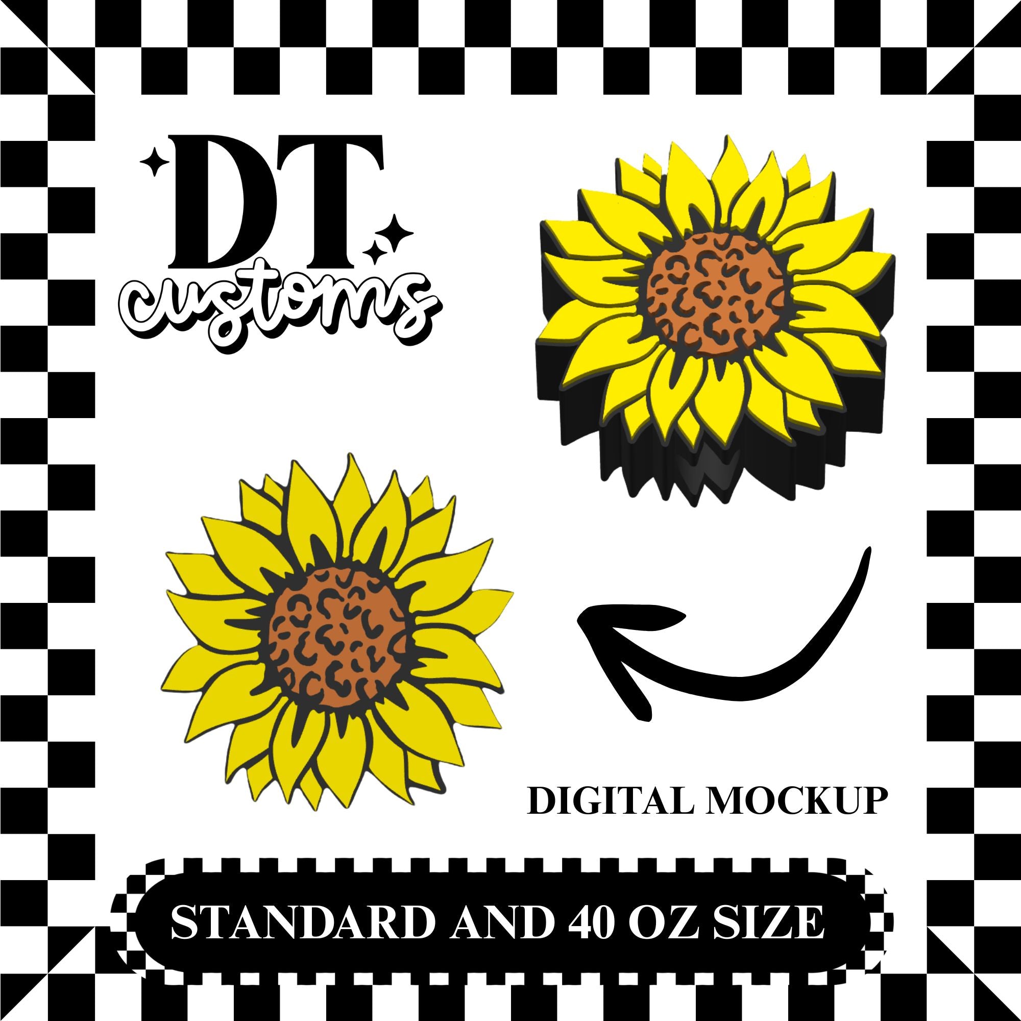 Wholesale Leopard Sunflower 3D Straw Topper