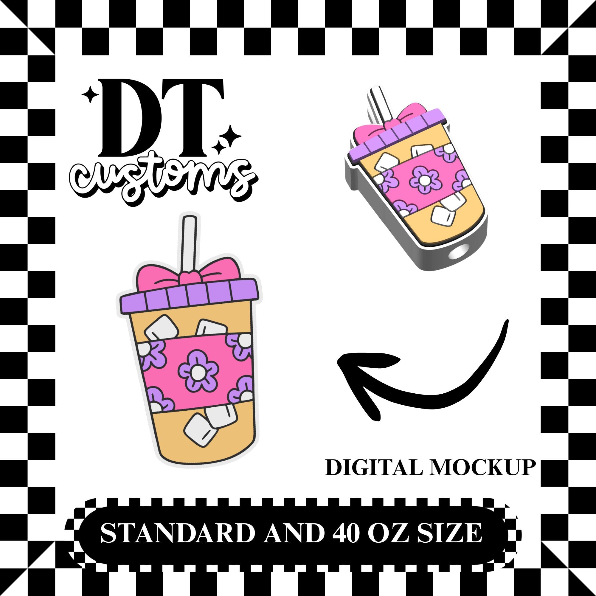 Wholesale Floral Iced Coffee 3D Straw Topper